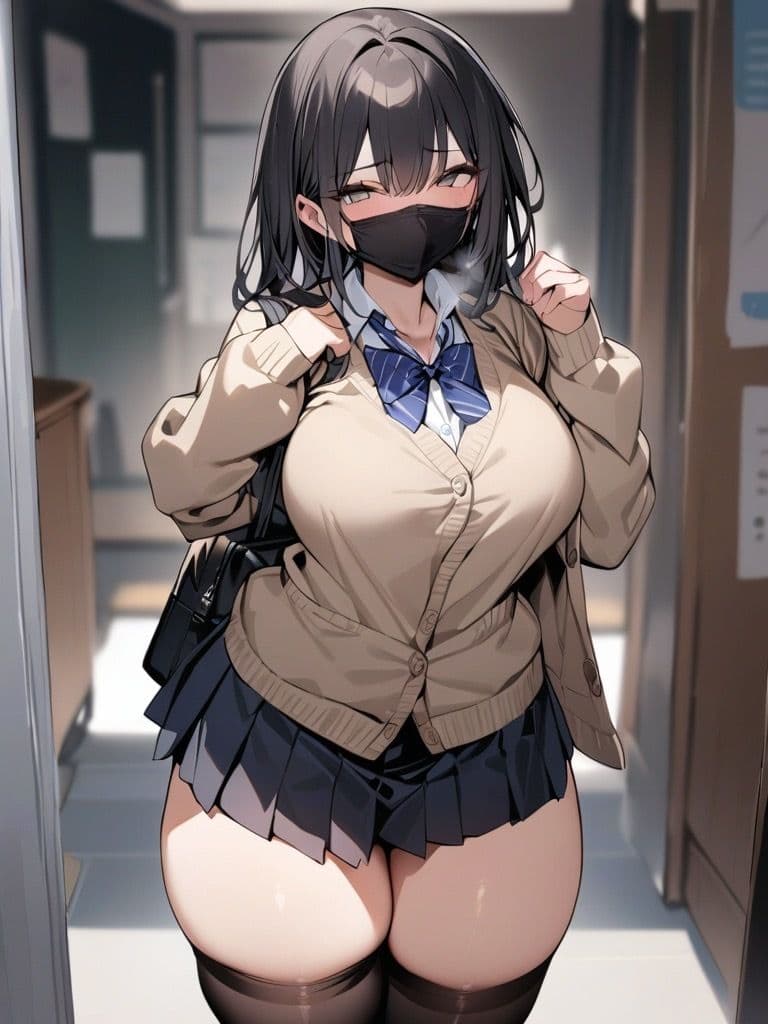 マスクで巨乳な後輩ちゃん サンプル 1