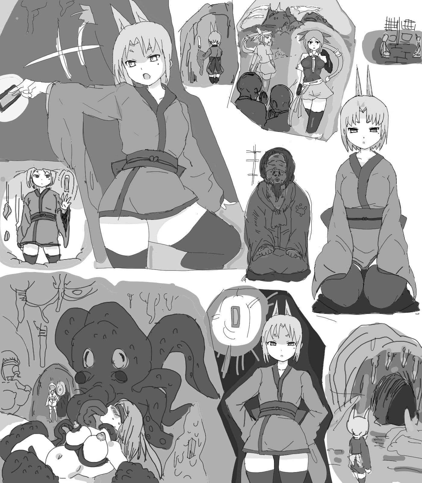 【狐娘退魔師、触手に絡めとられ開発される媚体！！連続アクメ快楽堕ち！】田舎の村の妖魔討伐依頼・・・ サンプル 1