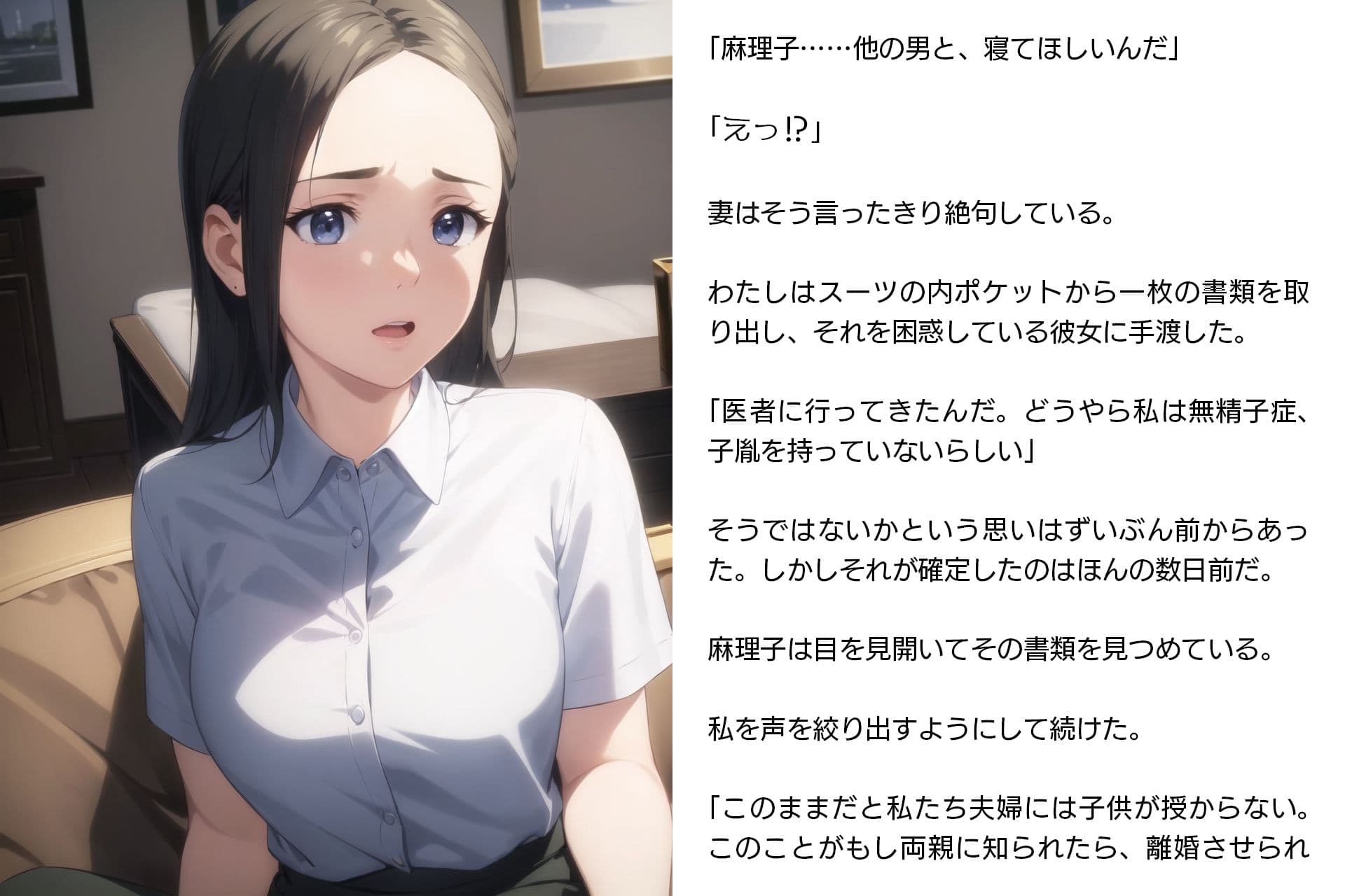 寝取らせ妻・麻理子〜「妊活」のため妻を他人の男に抱かせてみた（CGノベル/NTR） サンプル 5