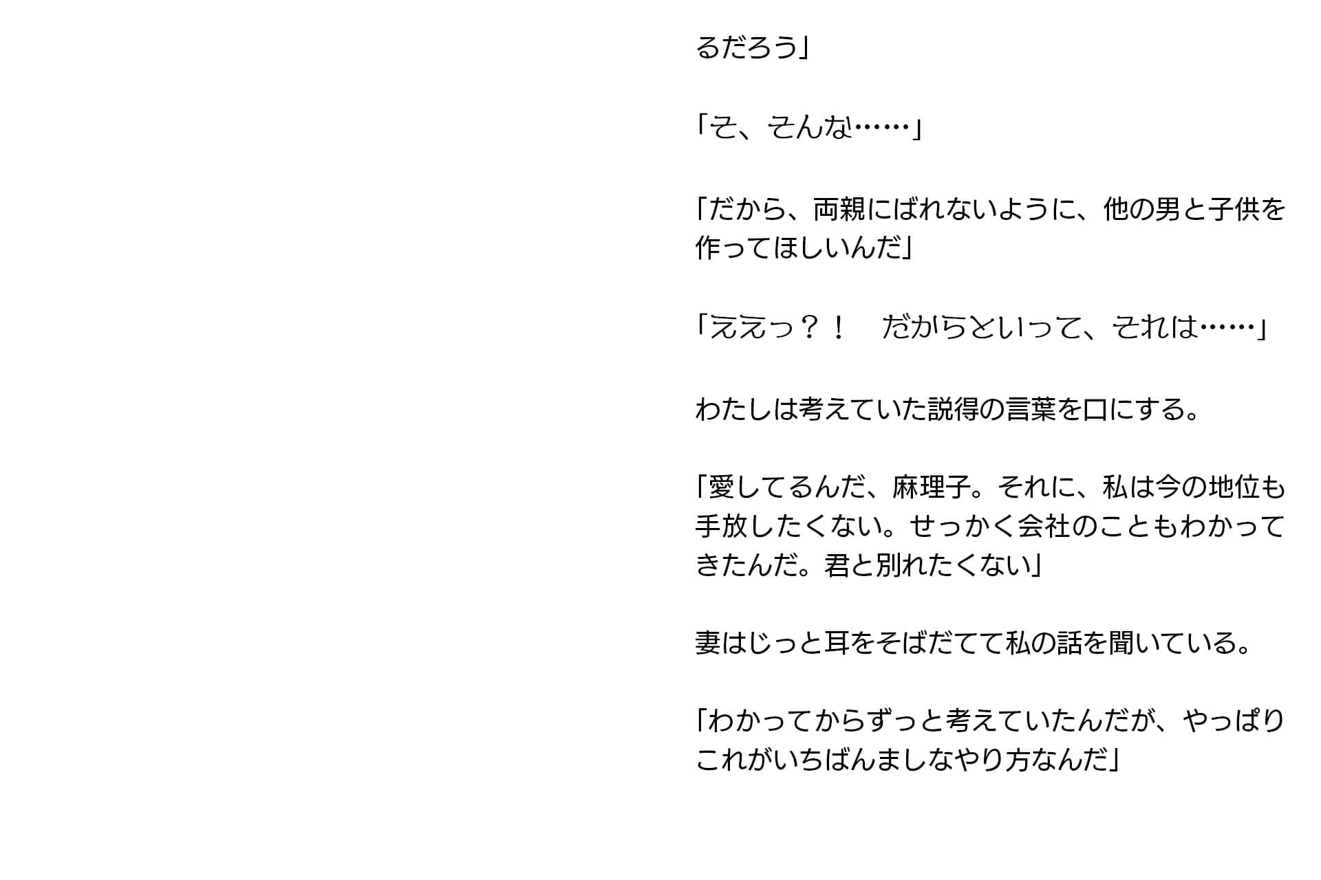寝取らせ妻・麻理子〜「妊活」のため妻を他人の男に抱かせてみた（CGノベル/NTR） サンプル 6