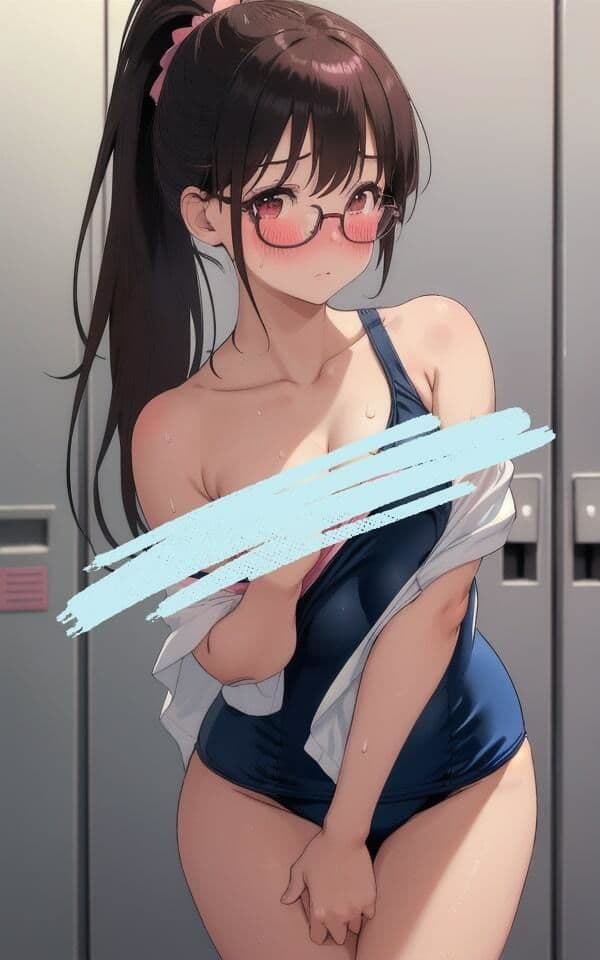 控えめなメガネっ子 スクール水着で恥じらい サンプル 2