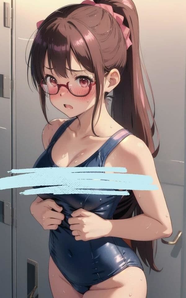 控えめなメガネっ子 スクール水着で恥じらい サンプル 5