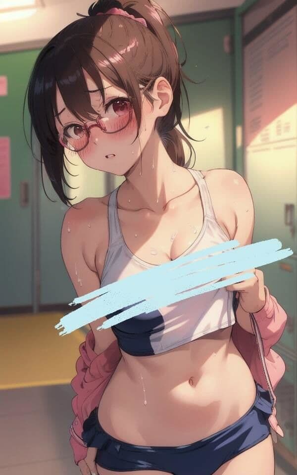 控えめなメガネっ子 スクール水着で恥じらい サンプル 6