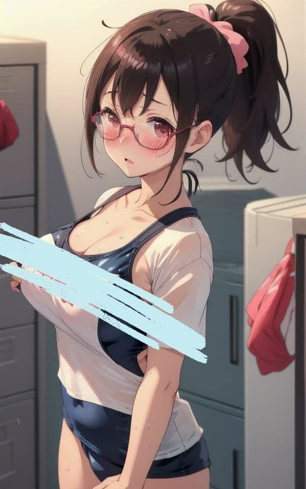 控えめなメガネっ子 スクール水着で恥じらい サンプル 7