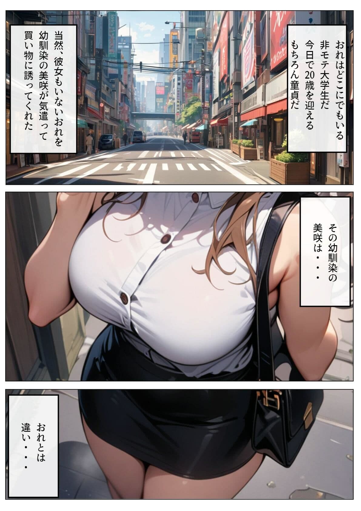 ゲリラ豪雨が降ってきたので巨乳の幼馴染とホテルで雨宿りした結果・・・ サンプル 1