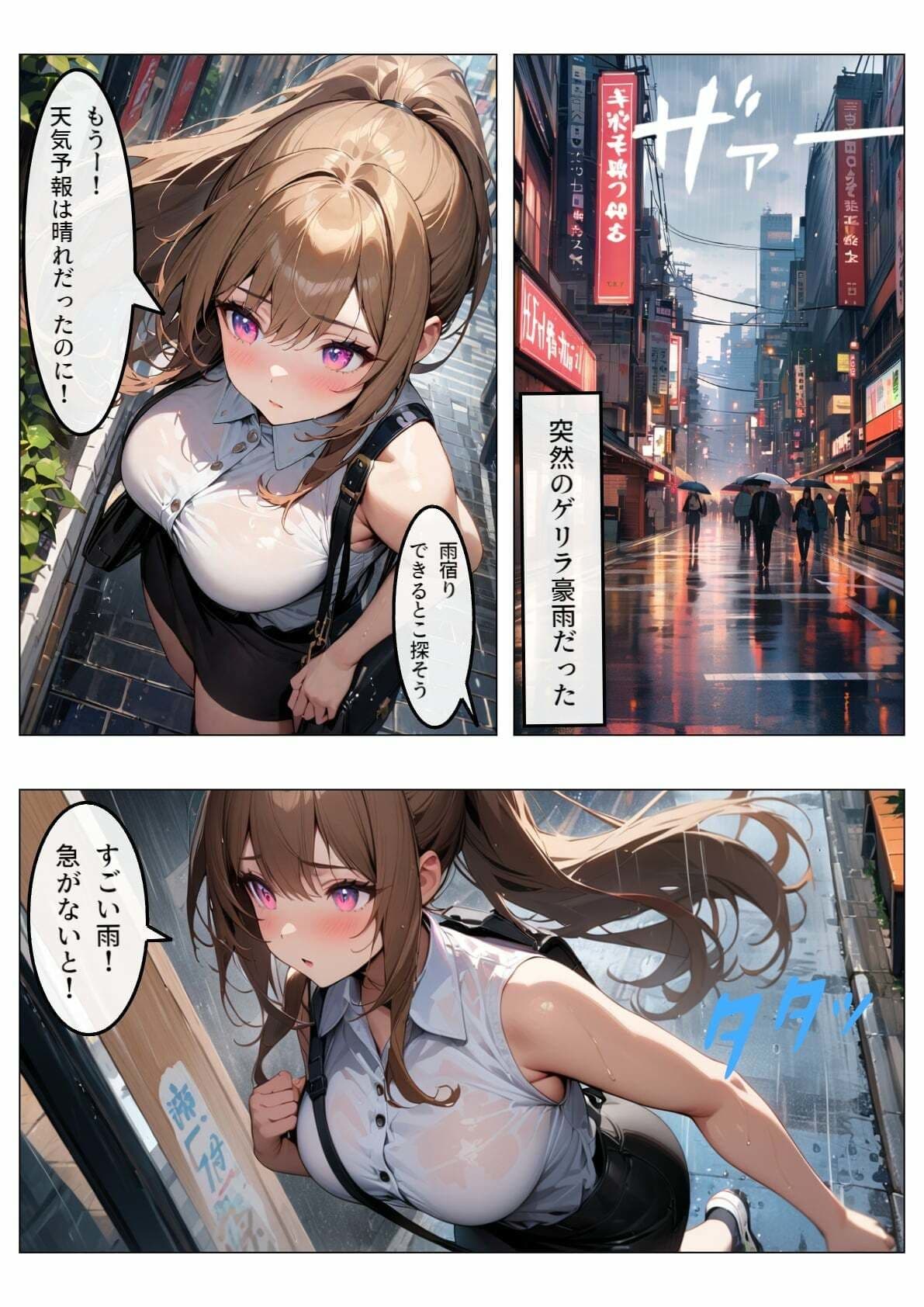 ゲリラ豪雨が降ってきたので巨乳の幼馴染とホテルで雨宿りした結果・・・ サンプル 5