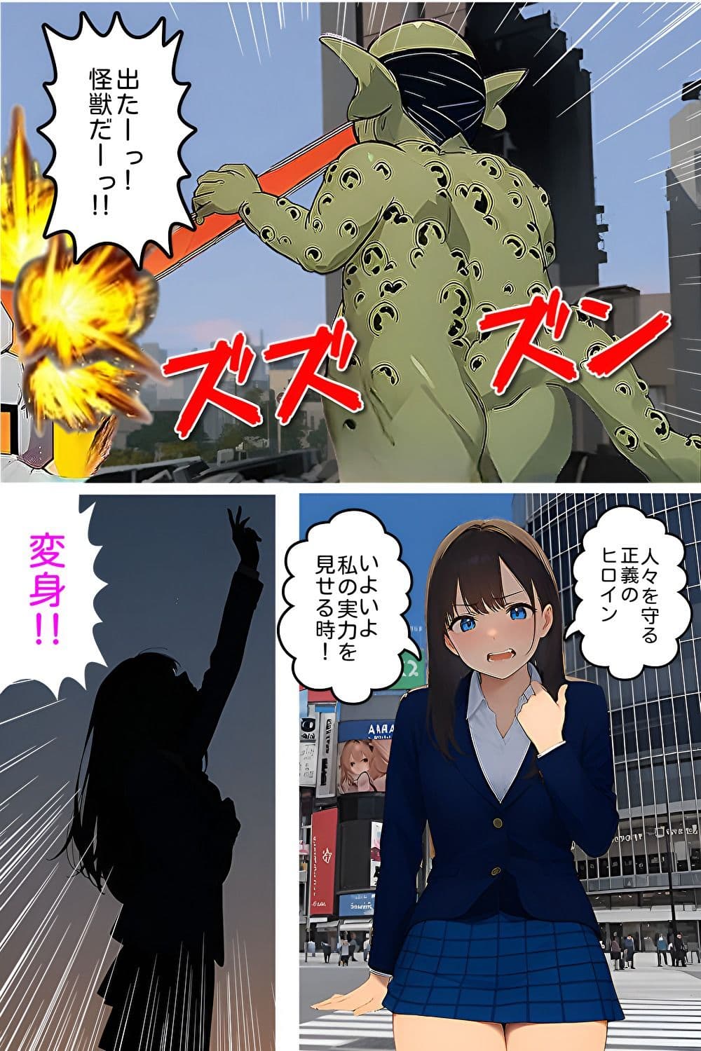 変身ヒロイン悶絶！オヤジ性獣のセクハラ猛攻撃？ サンプル 2