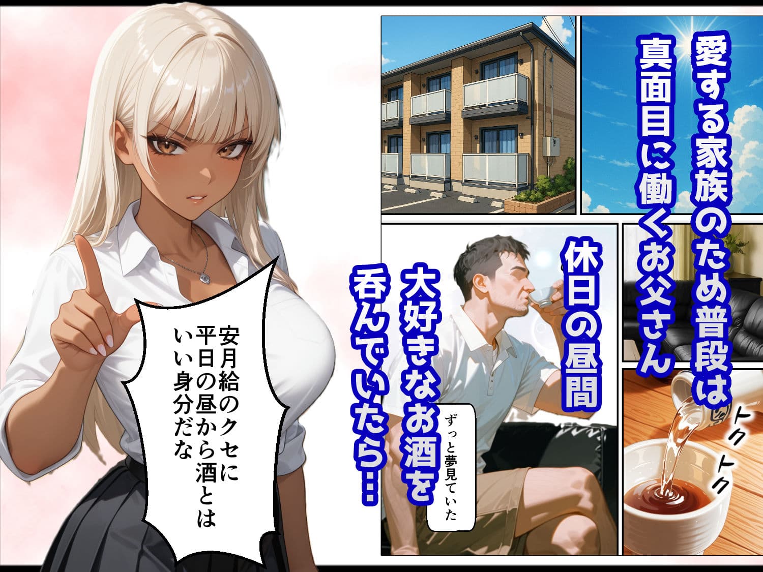 普段はマジメなお父さん、宅飲みで酔って寝ていたらお小遣いをもらいにきた白ギャルな姪っ子にイタズラされてしまう サンプル 1