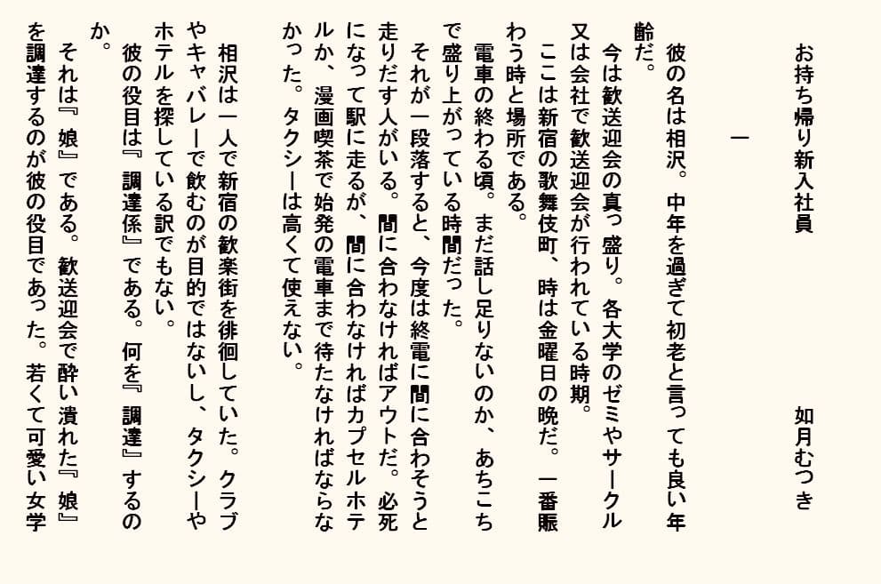 小説  お持ち帰り新入社員 サンプル 1