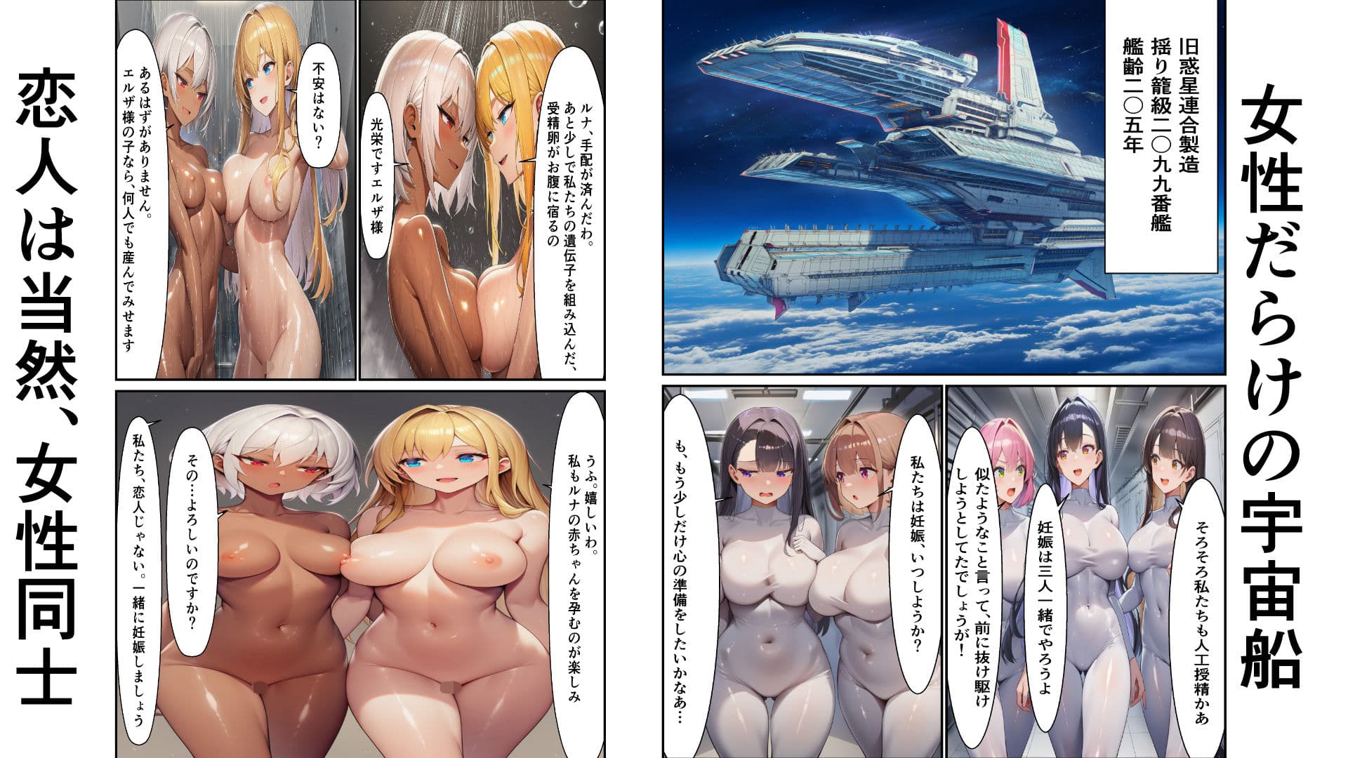 宇宙時代の百合カップルが男を挟みこんで妊娠するまで サンプル 1