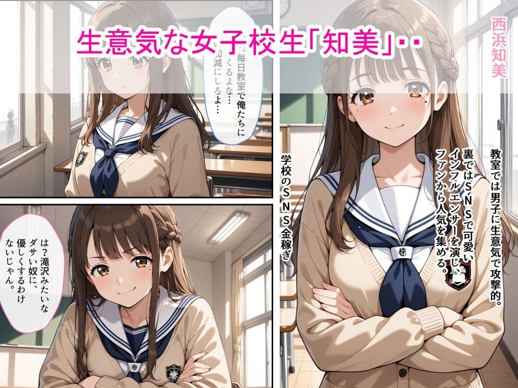 生意気女子校生がSNS配信の秘密を同級生に握られ教室で中出しされた話 サンプル 1