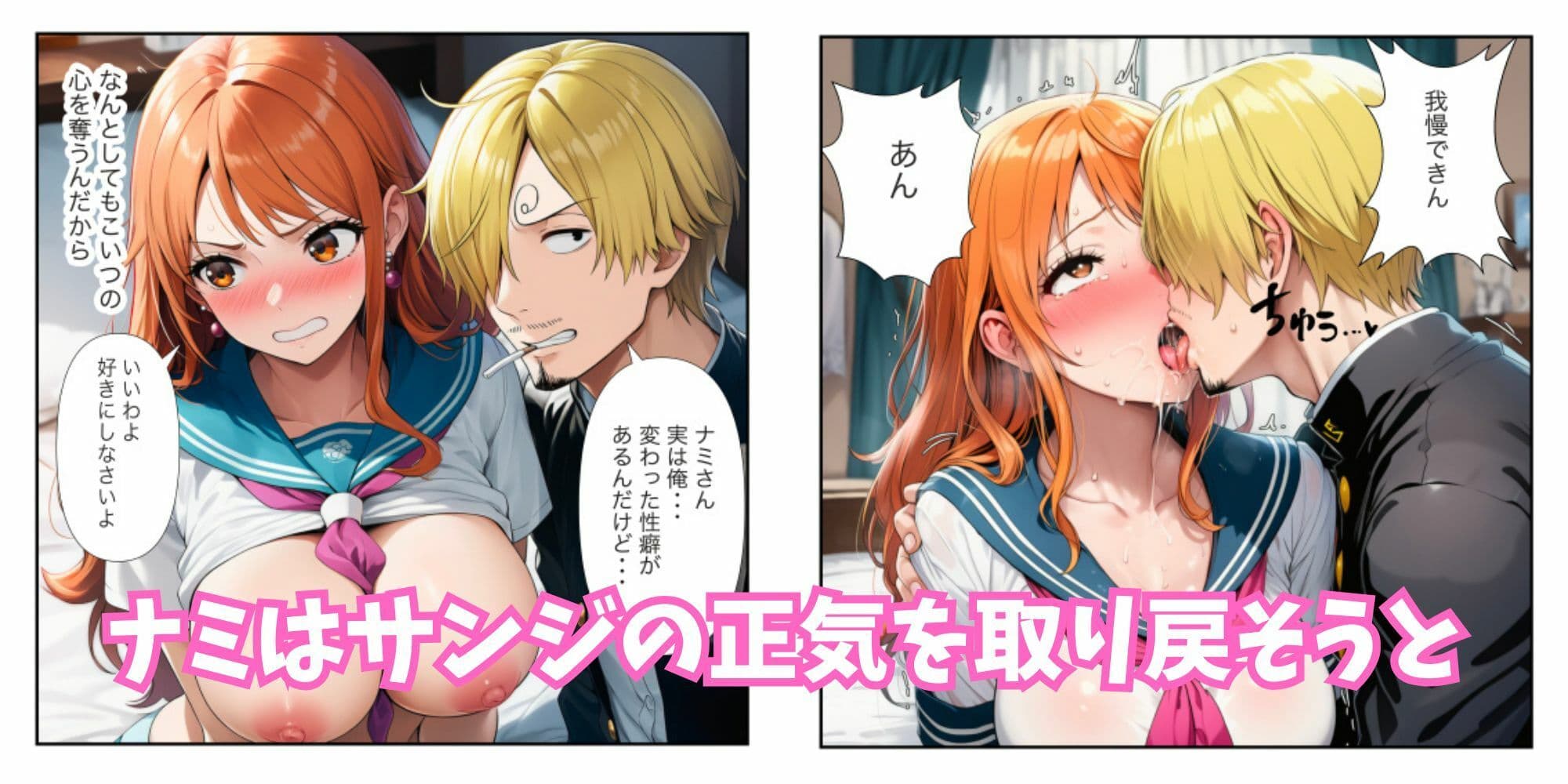 【ワンピ学園ハーレム】美女とサンジの制服えっち（ナミ・ボニー・ビビ） サンプル 8