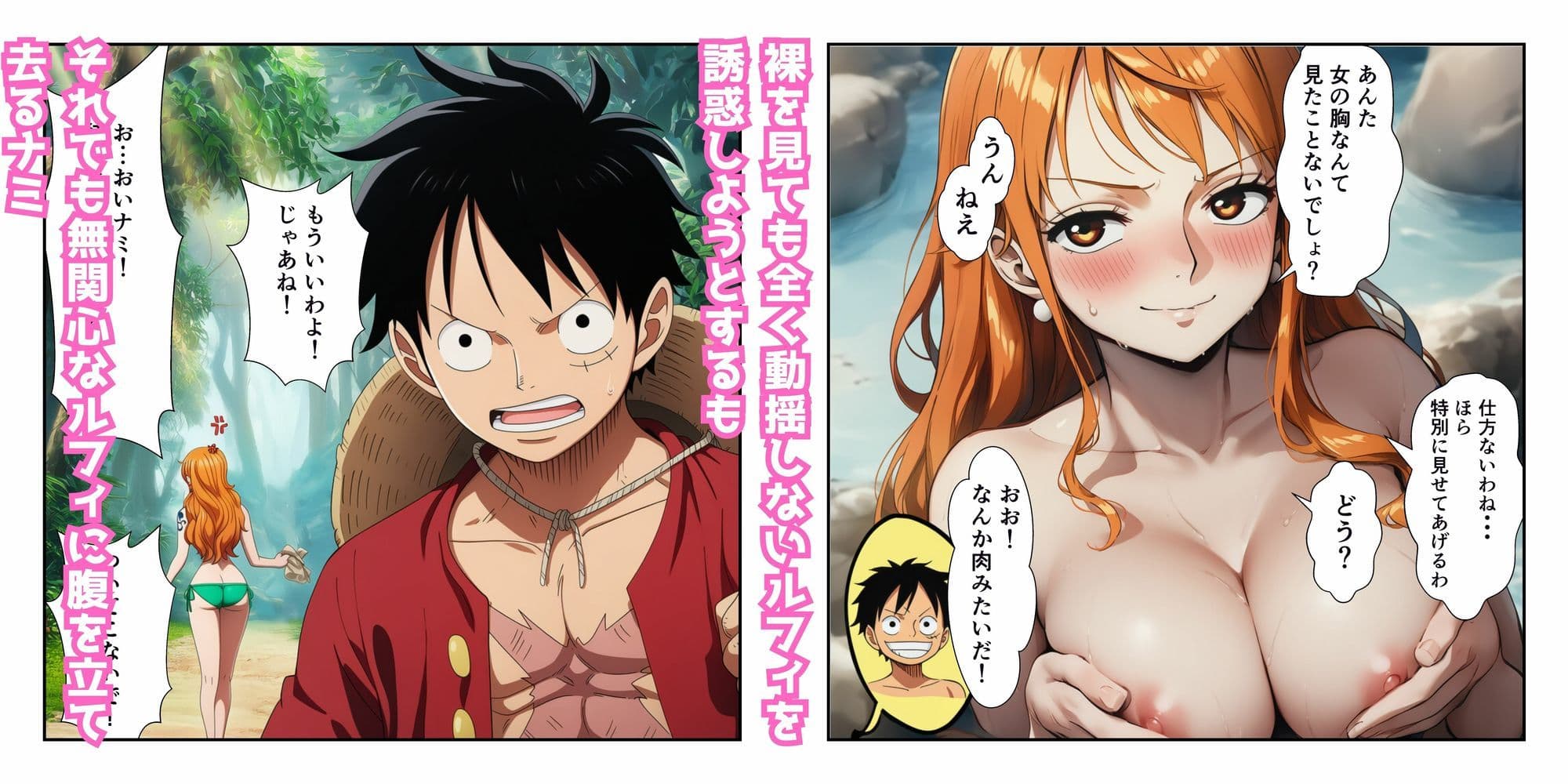 ハンコックの夜●いでルフィ覚醒！ ナミ＆ハンコック無人島イチャラブ中出し サンプル 3