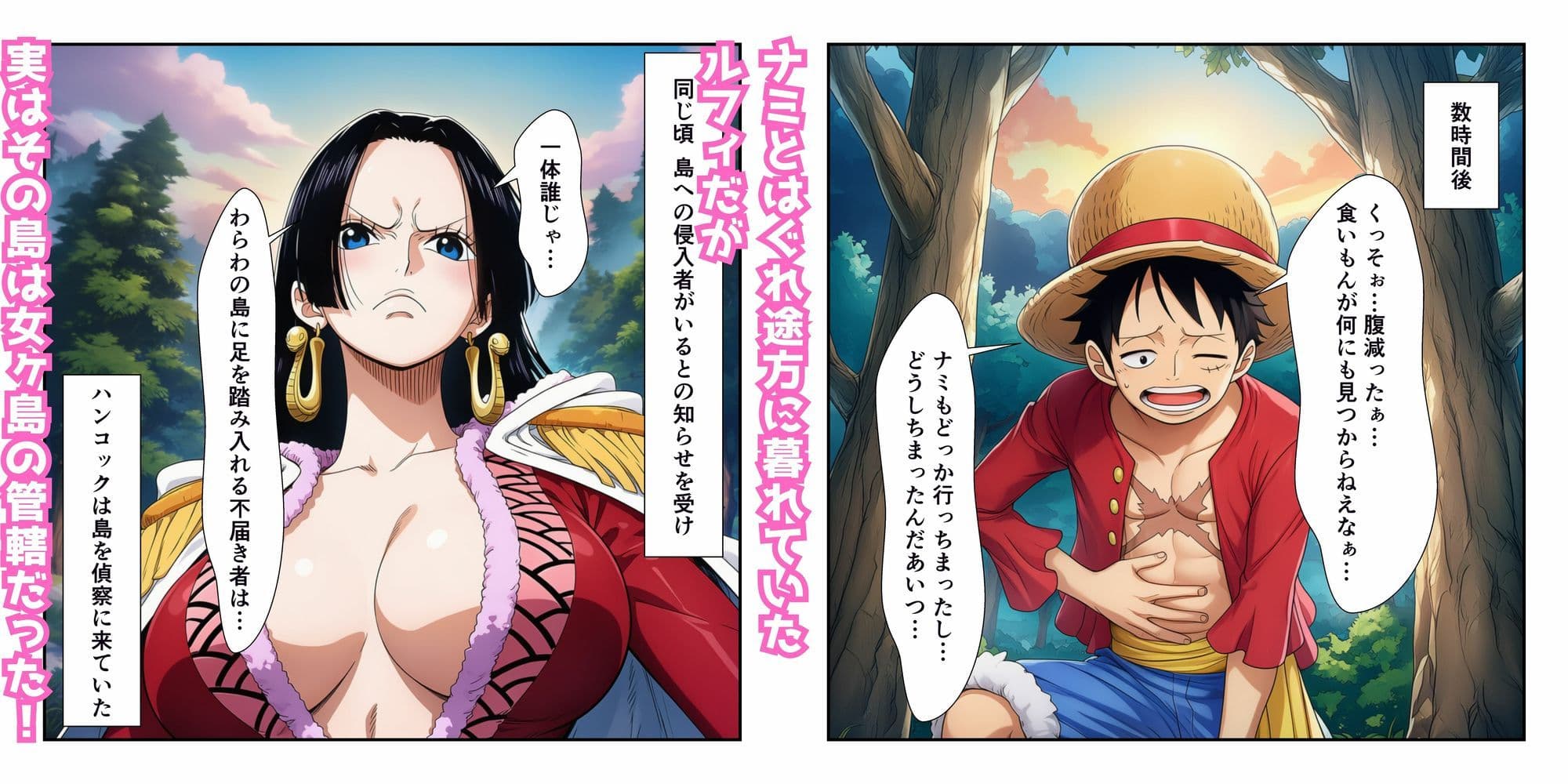 ハンコックの夜●いでルフィ覚醒！ ナミ＆ハンコック無人島イチャラブ中出し サンプル 4