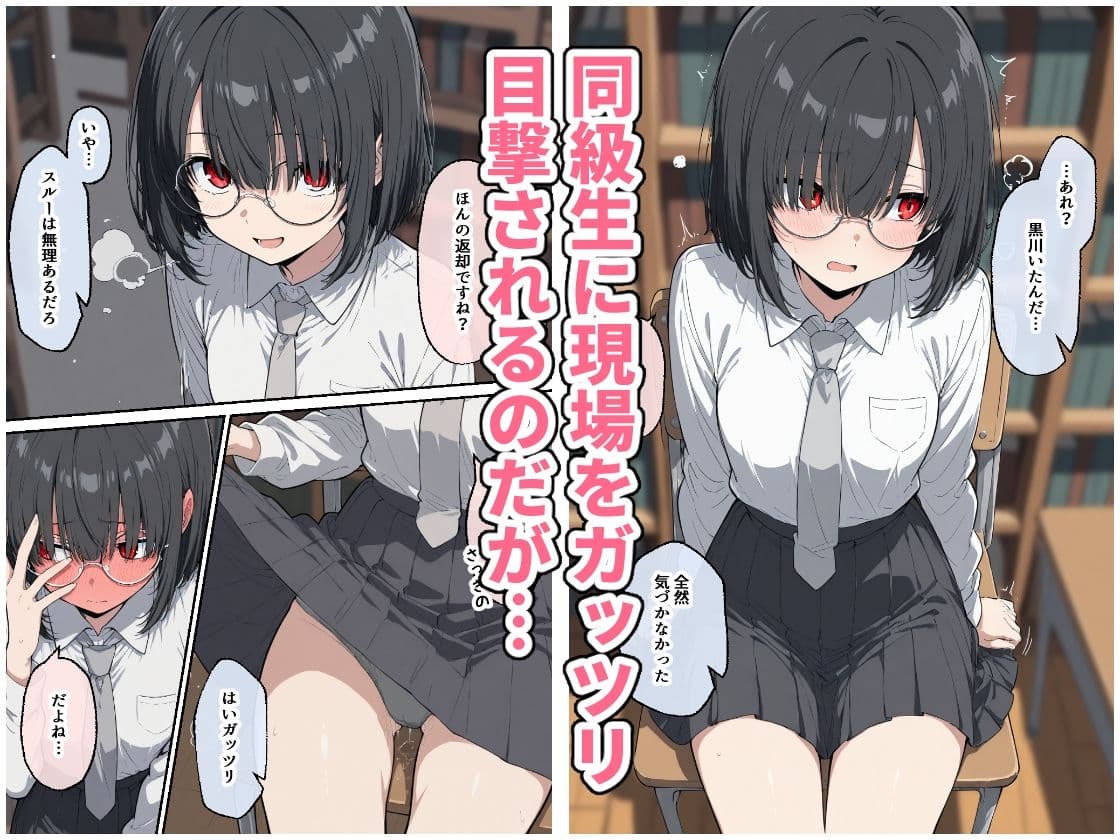 地味女子の黒川さん、実はド変態だった！？ 〜図書室で大胆オナニー編〜 サンプル 2