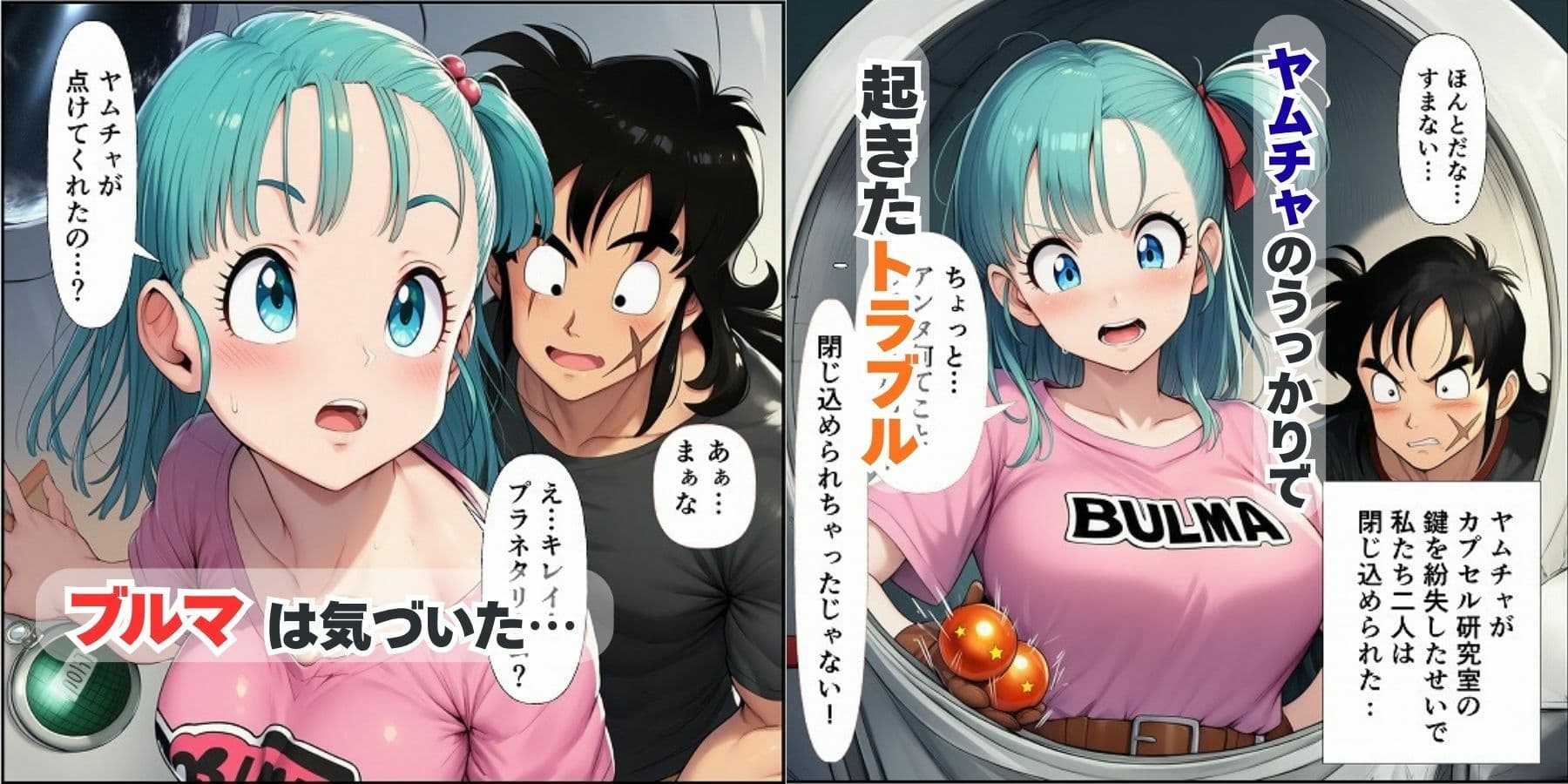 中出し孕ませビッチギャルな巨乳ブルマの性交相手はヤムチャとベジータ サンプル 1