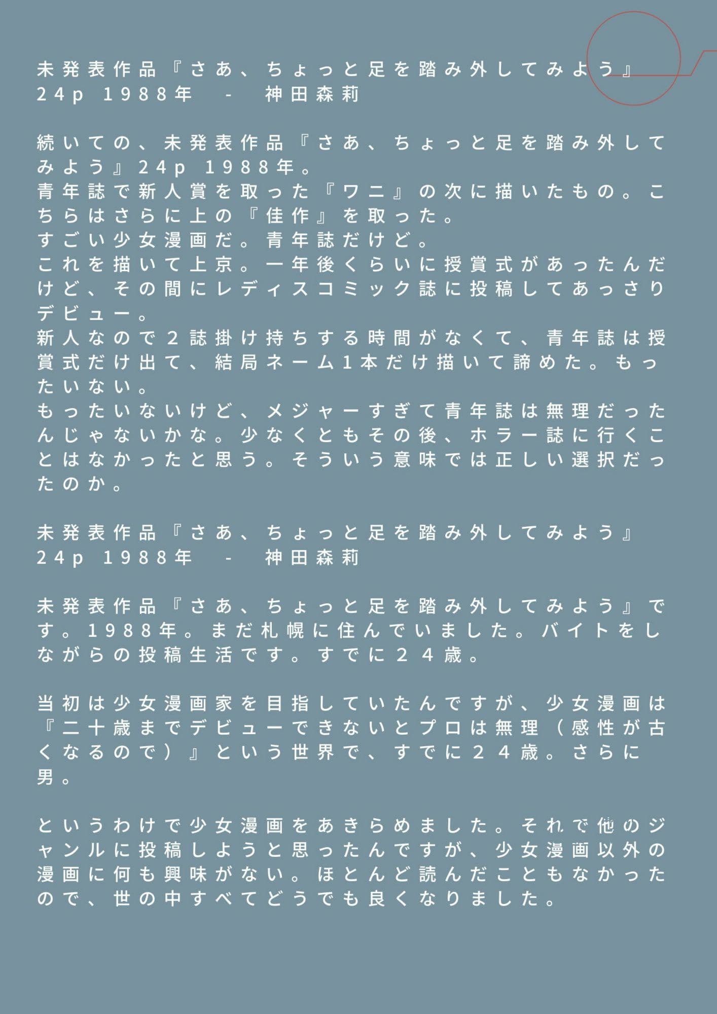 未発表作品『さあ、ちょっと足を踏み外してみよう』1988年  -  神田森莉 サンプル 4