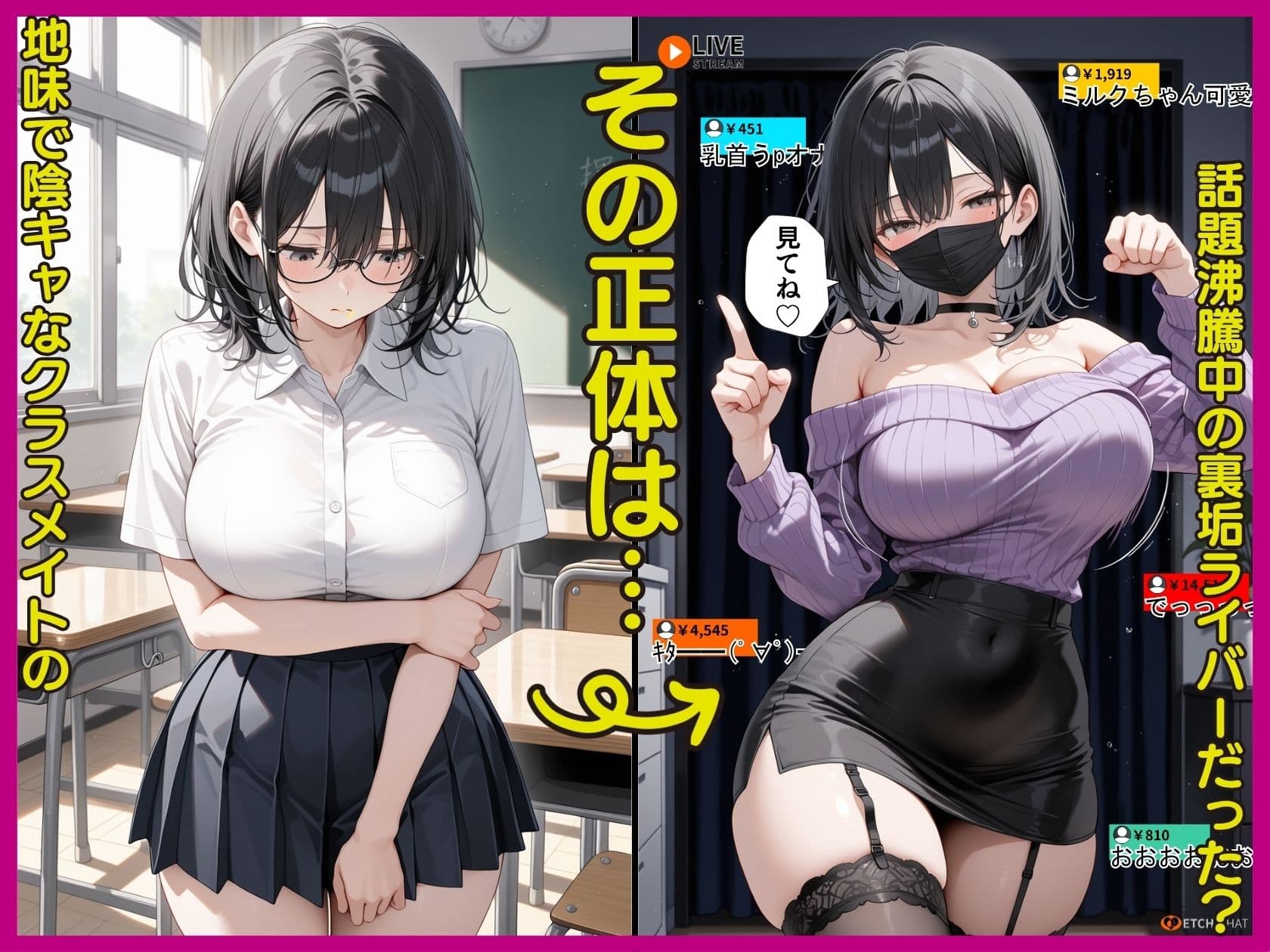 地味陰キャクラスメイトがあたシコ欲全開！！推しの裏垢ライバーだった サンプル 10