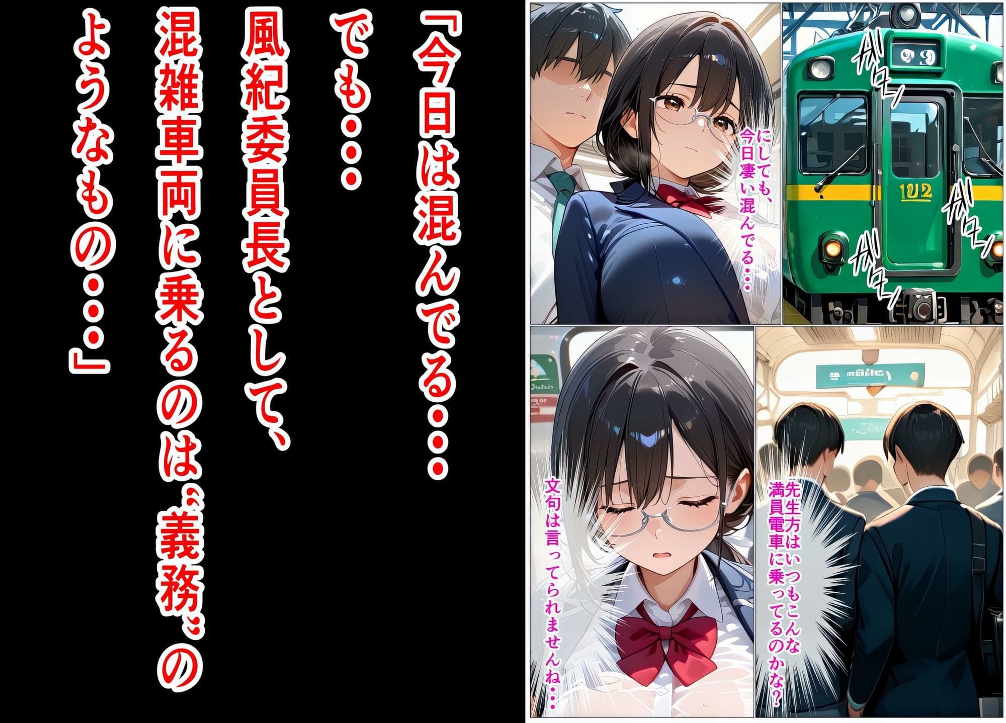 ‘校則違反’は、気持ちよかった。朝礼前、電車通学の風紀委員長の快楽地獄 サンプル 1