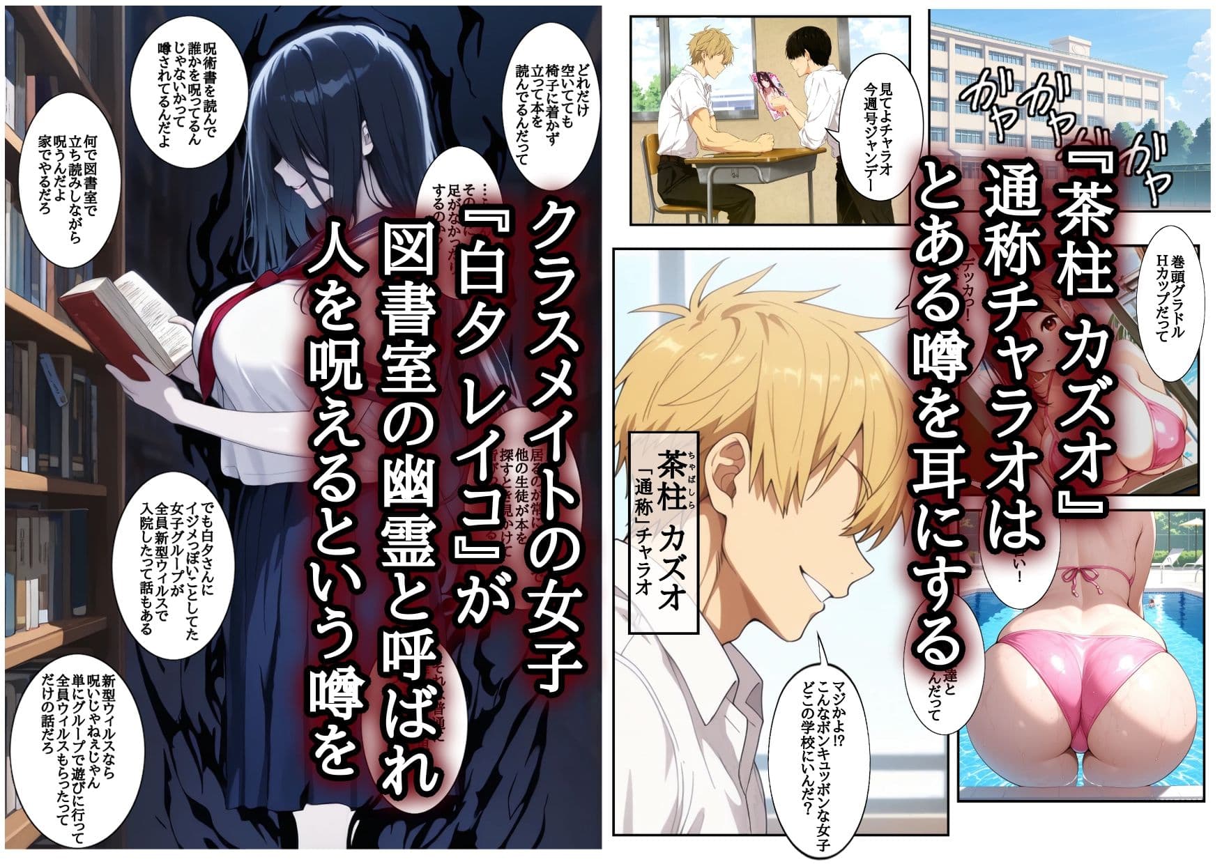 図書室の幽霊と呼ばれている女子にエッチなことしたら… サンプル 1