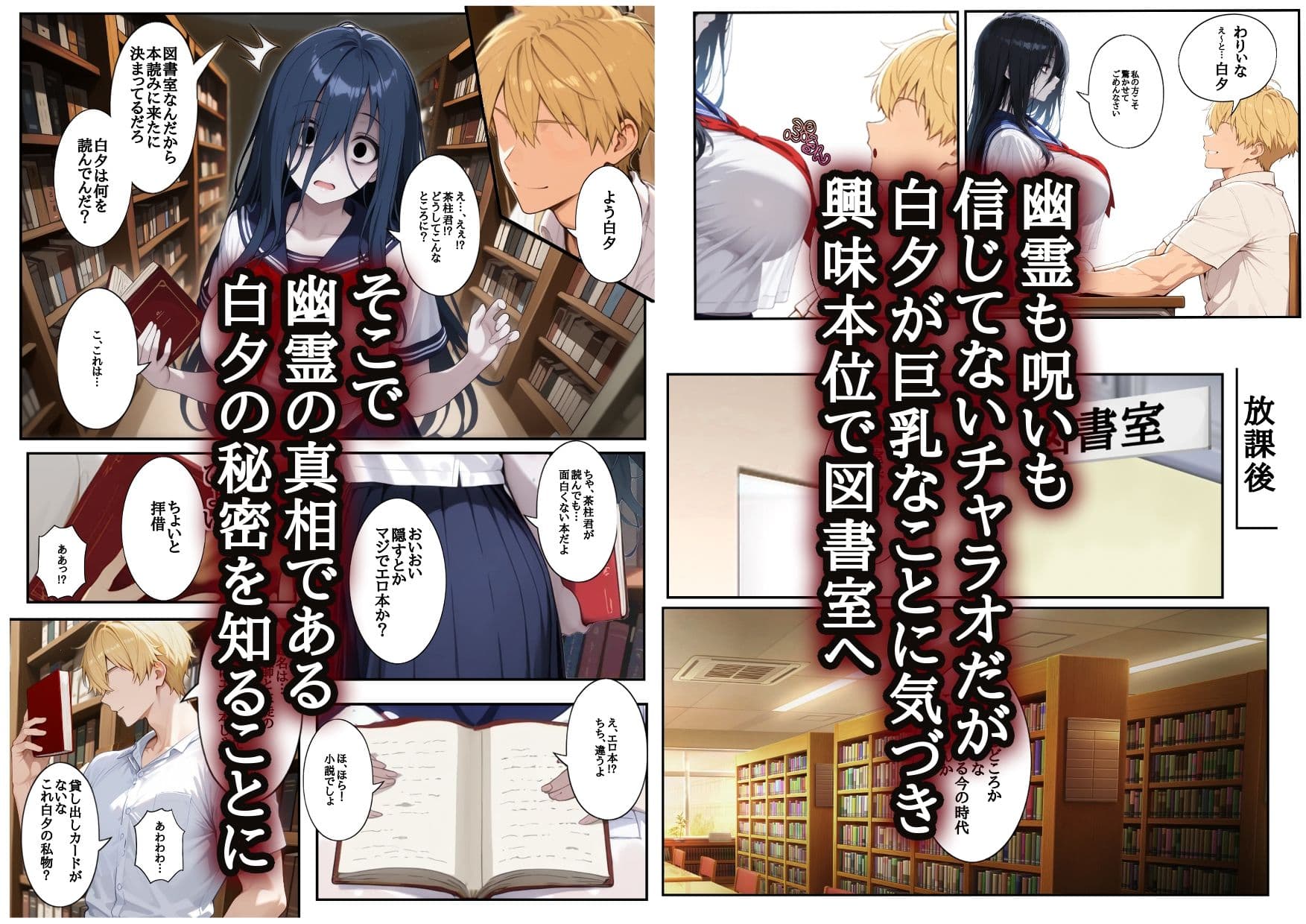 図書室の幽霊と呼ばれている女子にエッチなことしたら… サンプル 2