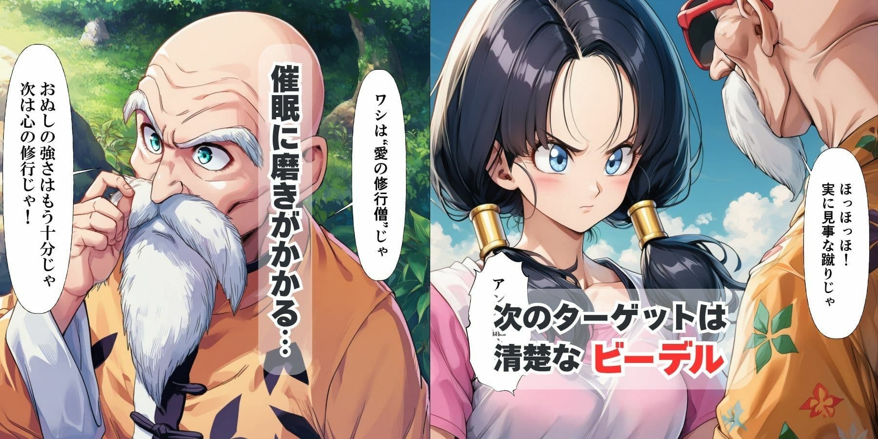 催●エロ亀仙人が痴女ブルマと巨乳ビーデルとランチ（アヘ顔）にイチャラブ中出しえっち サンプル 6
