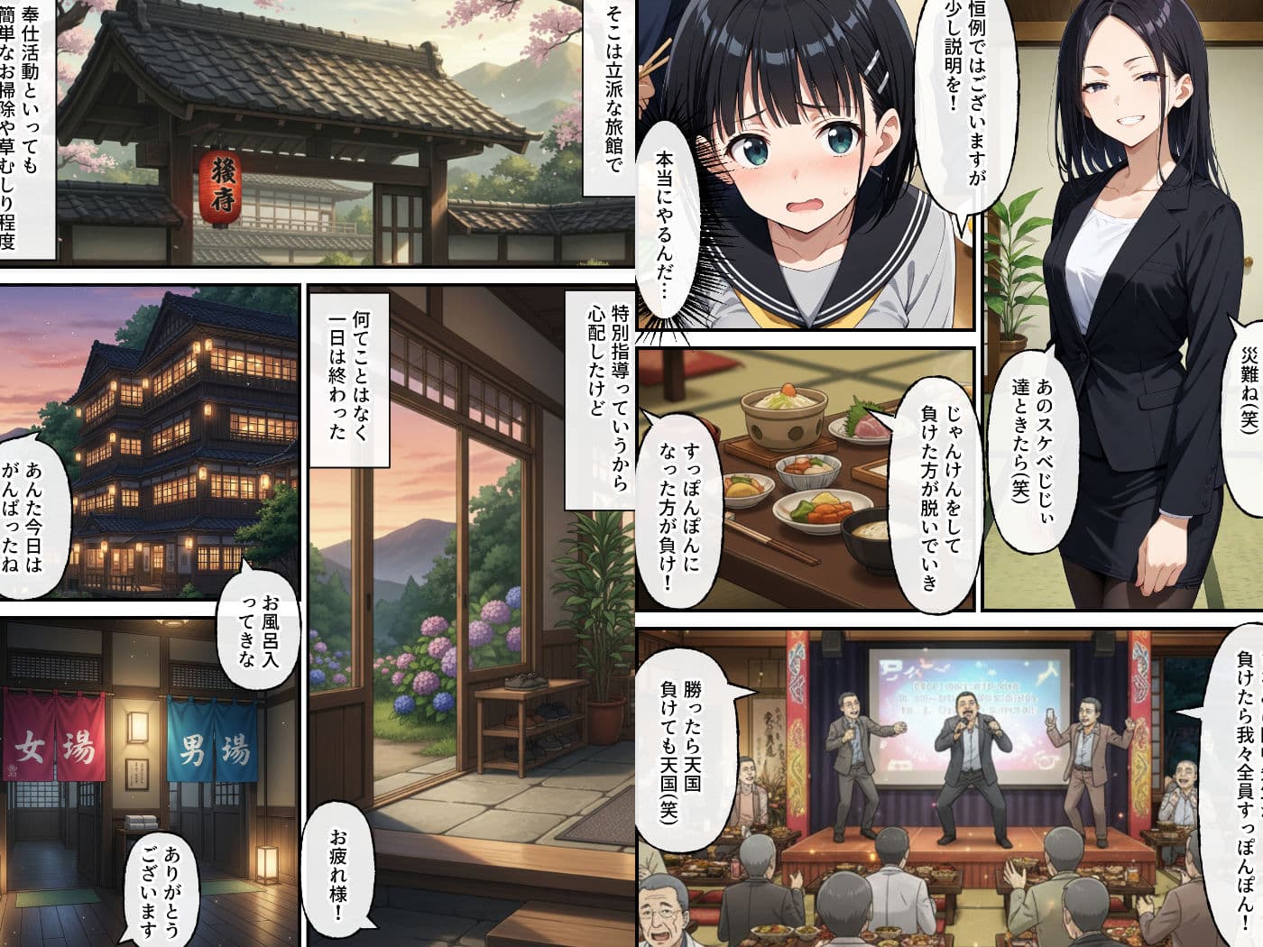 ヤリチン教師の餌食になる発情期ヒロインズ4〜下衆おじ達の宴会に同行させられる〇葉〜 サンプル 2