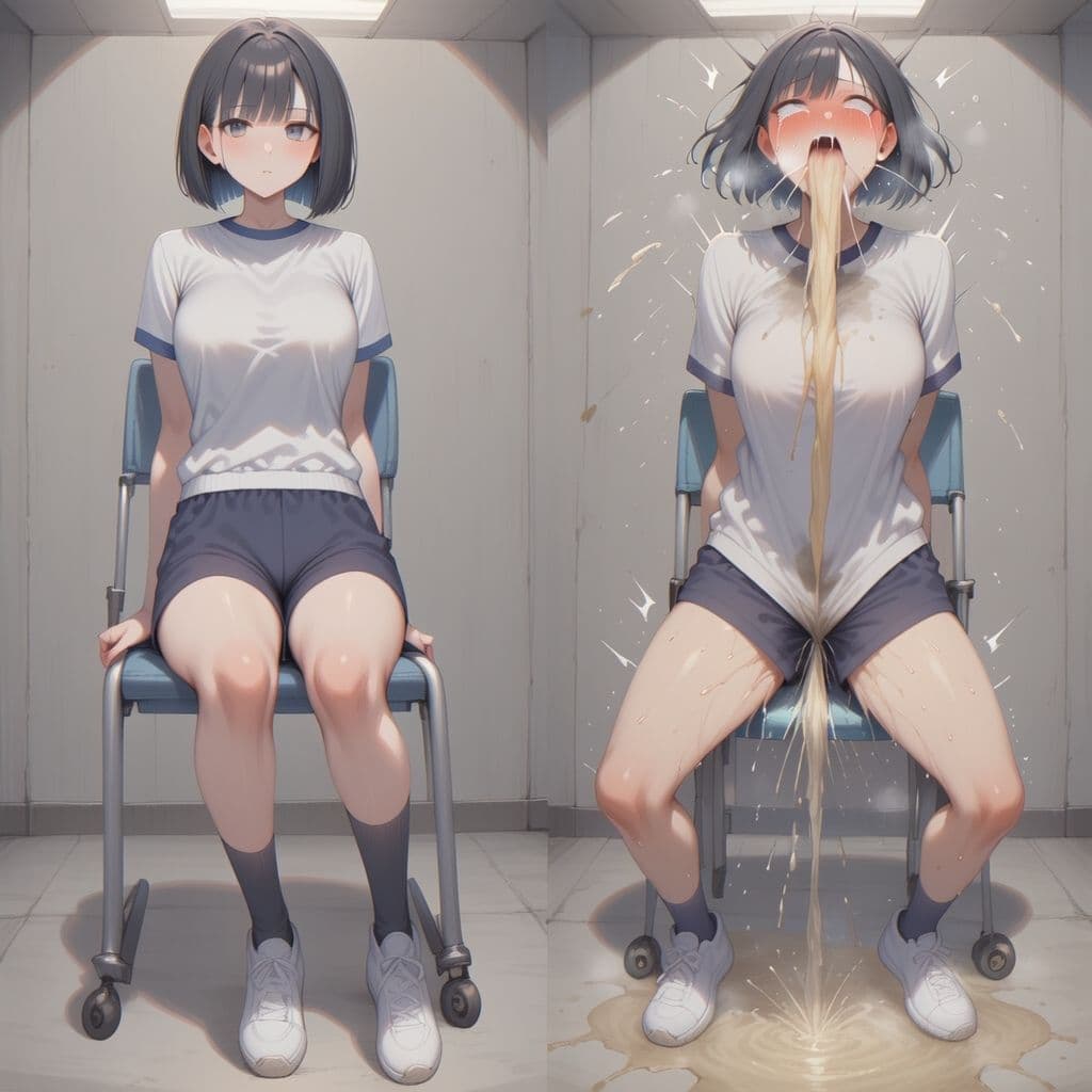 （ゲロ注意）体育授業で媚薬オーバードーズ ビフォーアフター 嘔吐ver サンプル 5