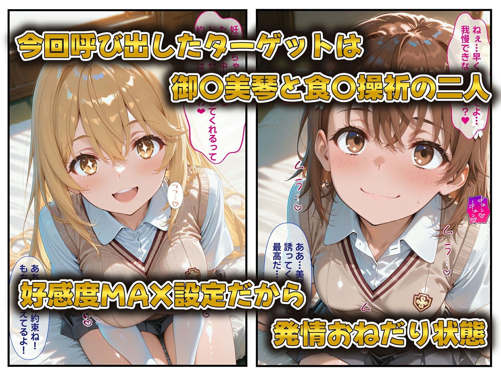 発情した淫乱ヒロイン達を召喚できる裏サイトの話  御〇美琴・食〇操祈編 サンプル 2