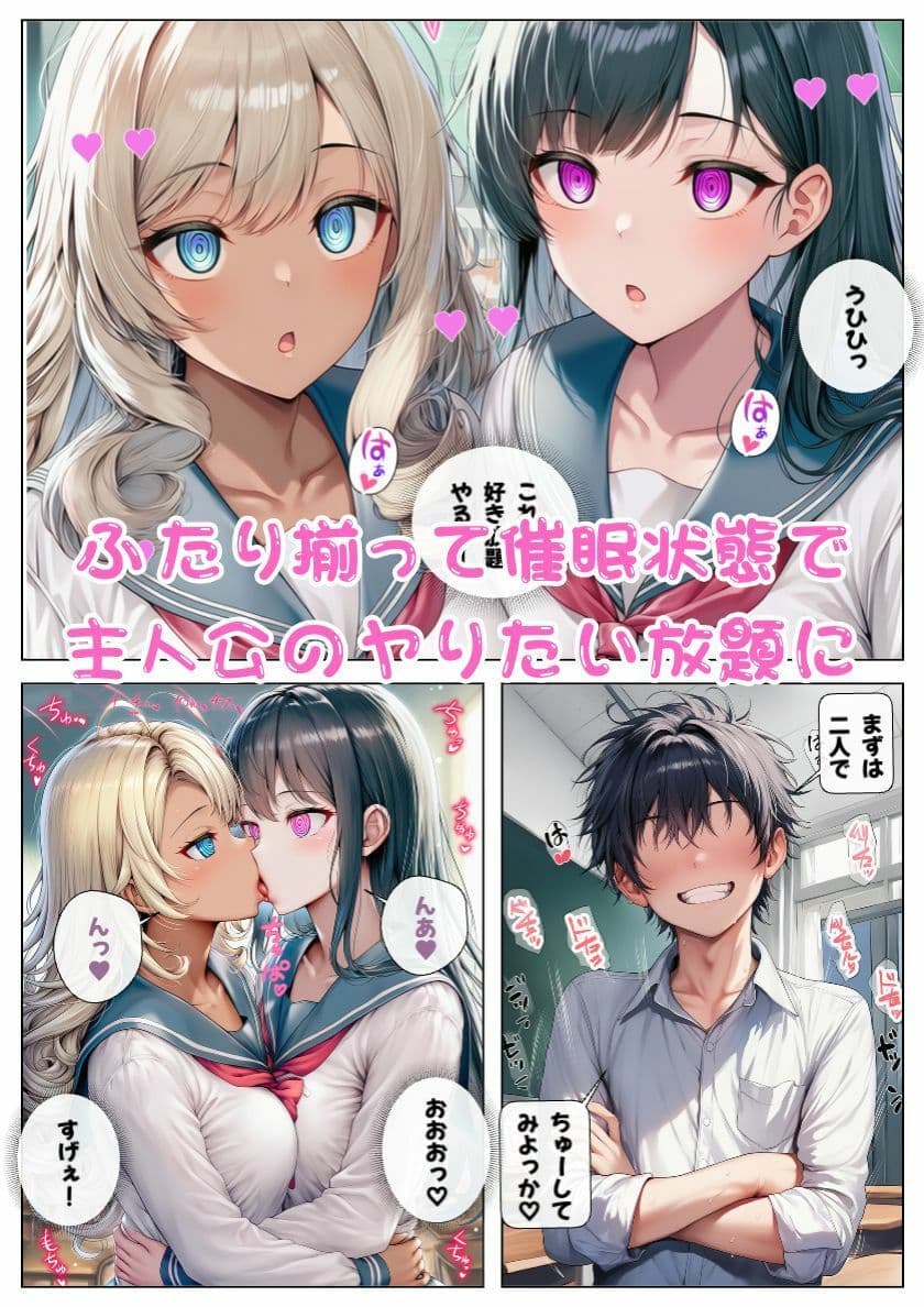 オナニーで才能開花！催●で二人のJK巨乳ギャルと3Pエッチ！ サンプル 8