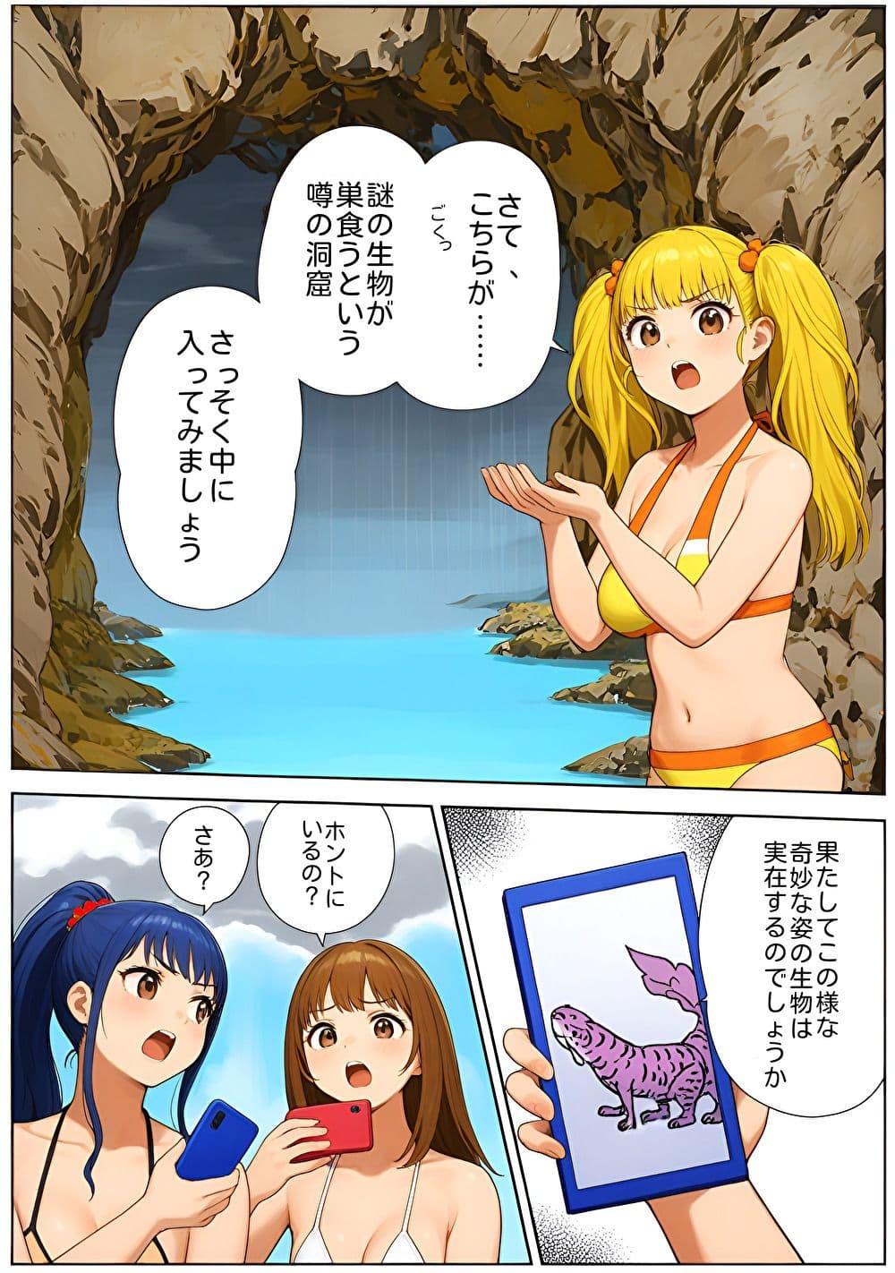 海辺のホラー -キモイ蟲が口の中に!- サンプル 1