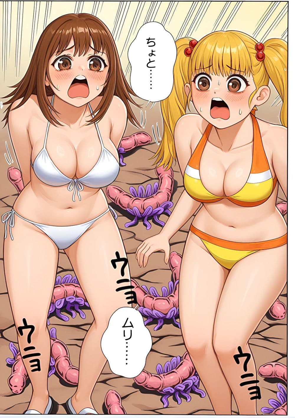 海辺のホラー -キモイ蟲が口の中に!- サンプル 3