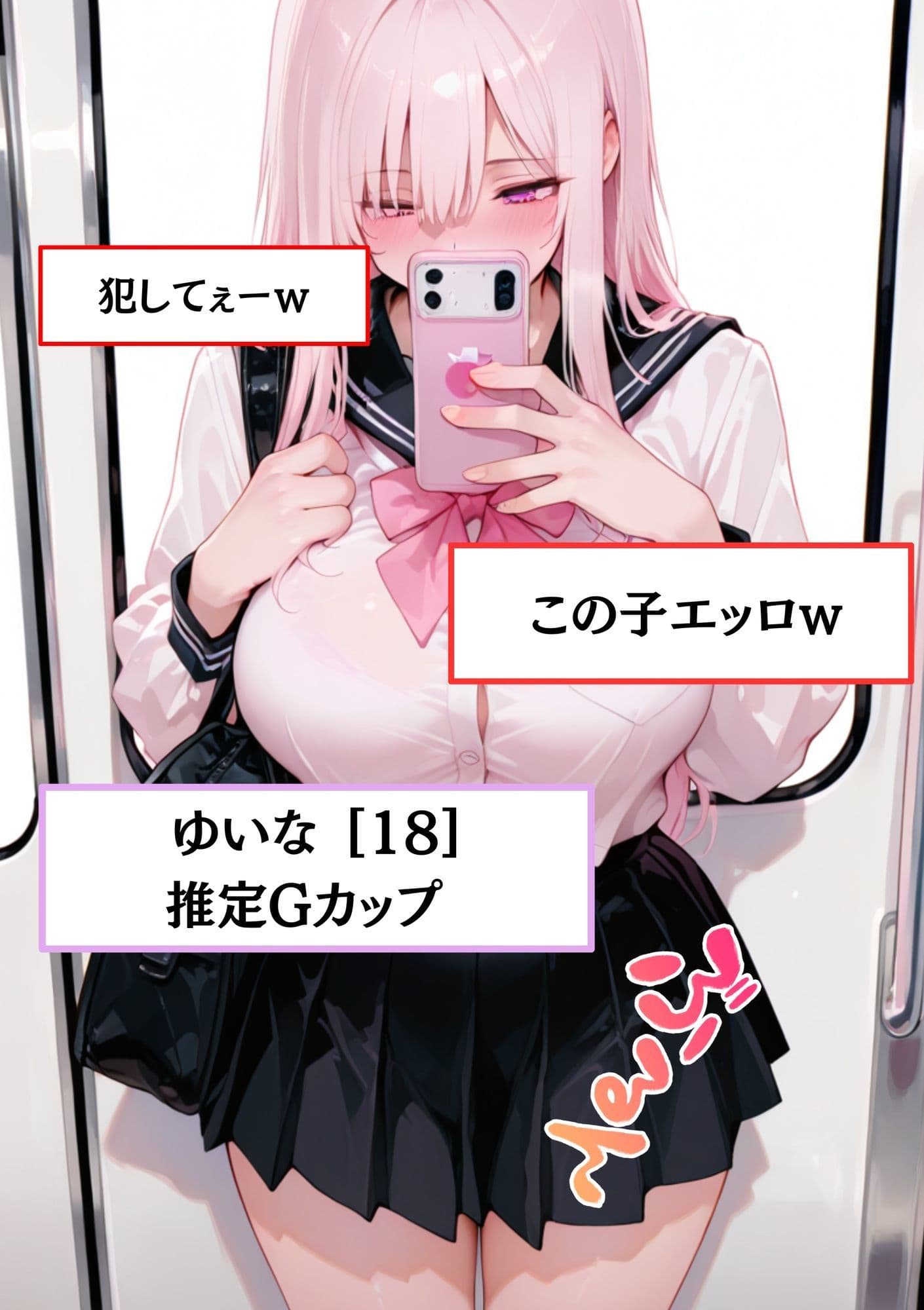 【速報】【JKが痴●被害に遭いました】巨乳のせいで痴●被害が多発！？ 処女に生挿入！？ゆいな［18歳］Gカップ JKに男が精子をぶっかけ続けています。 サンプル 1