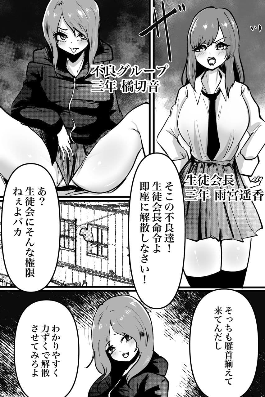 生徒会VS不良グループ4vs4殴り合い?レズバトル サンプル 1