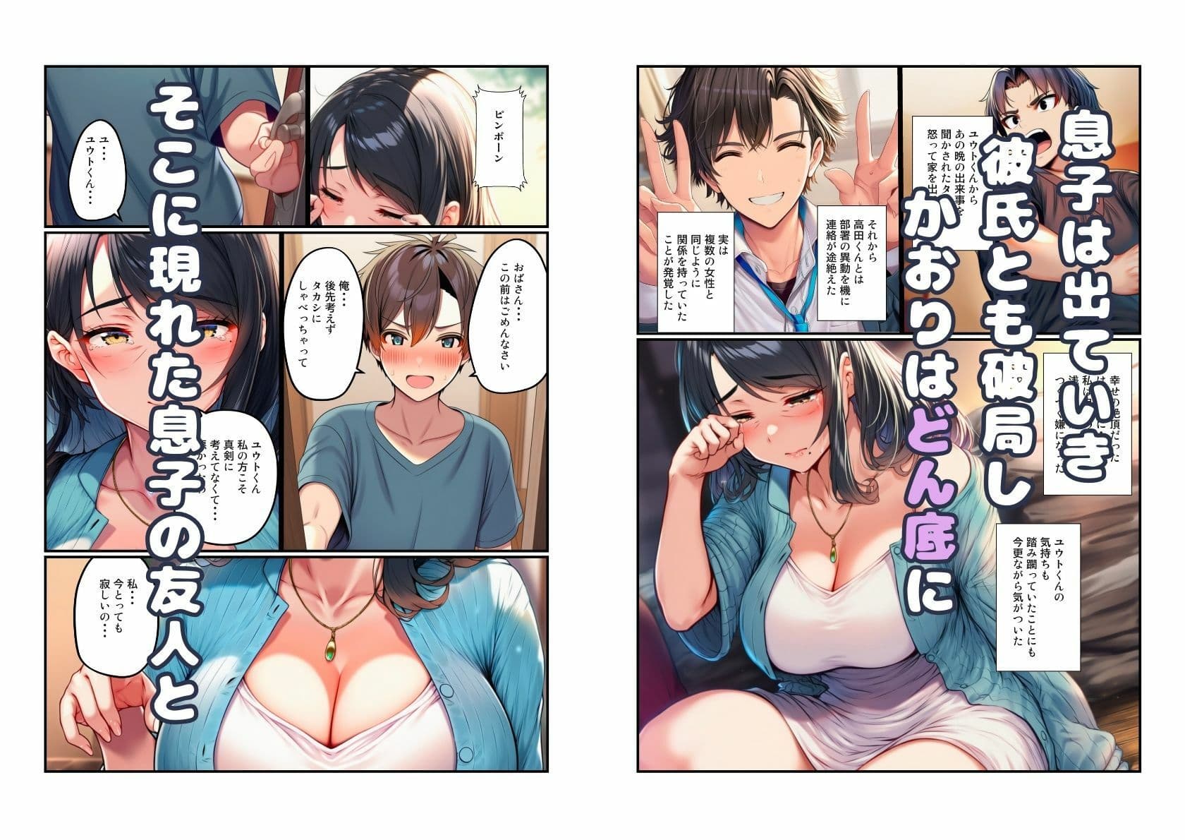 オナニー覗かれシンママ（48）が息子の友人と中出しセックス サンプル 9