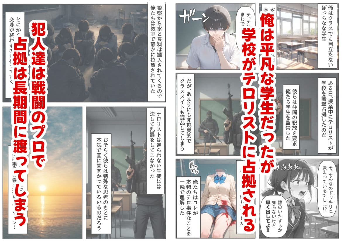 学校占拠したテロリストに、俺は片思い女子と、無理やりセックスさせられる サンプル 1