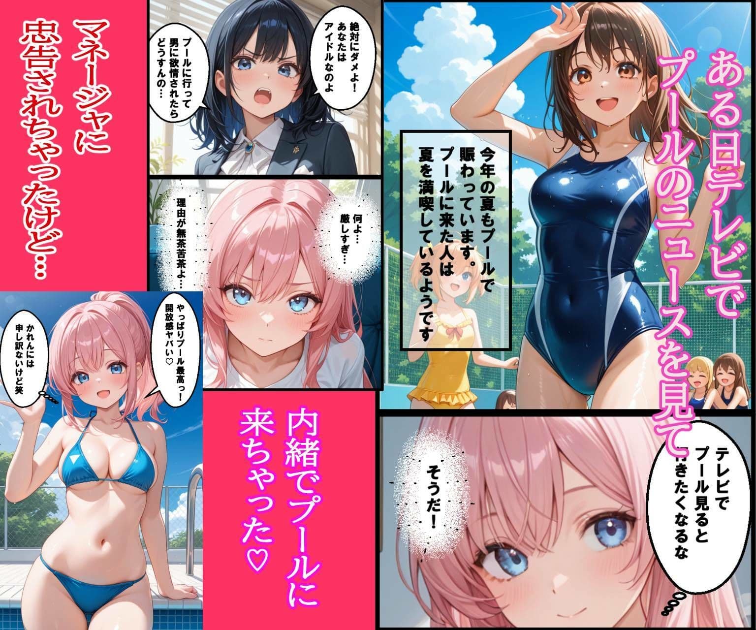 全裸アイドル プールに遊びに行ったら全裸になちゃった サンプル 2