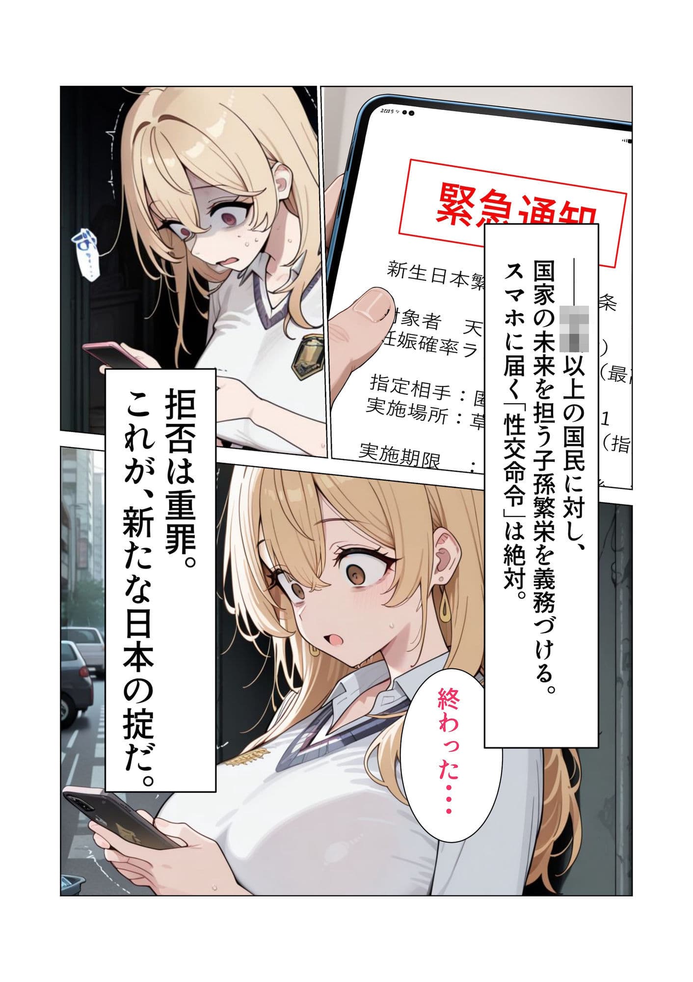 【AIイラスト・漫画集】スマホに届いた性交命令〜ゴミジジイ兄弟の種で子宮パンパン サンプル 2
