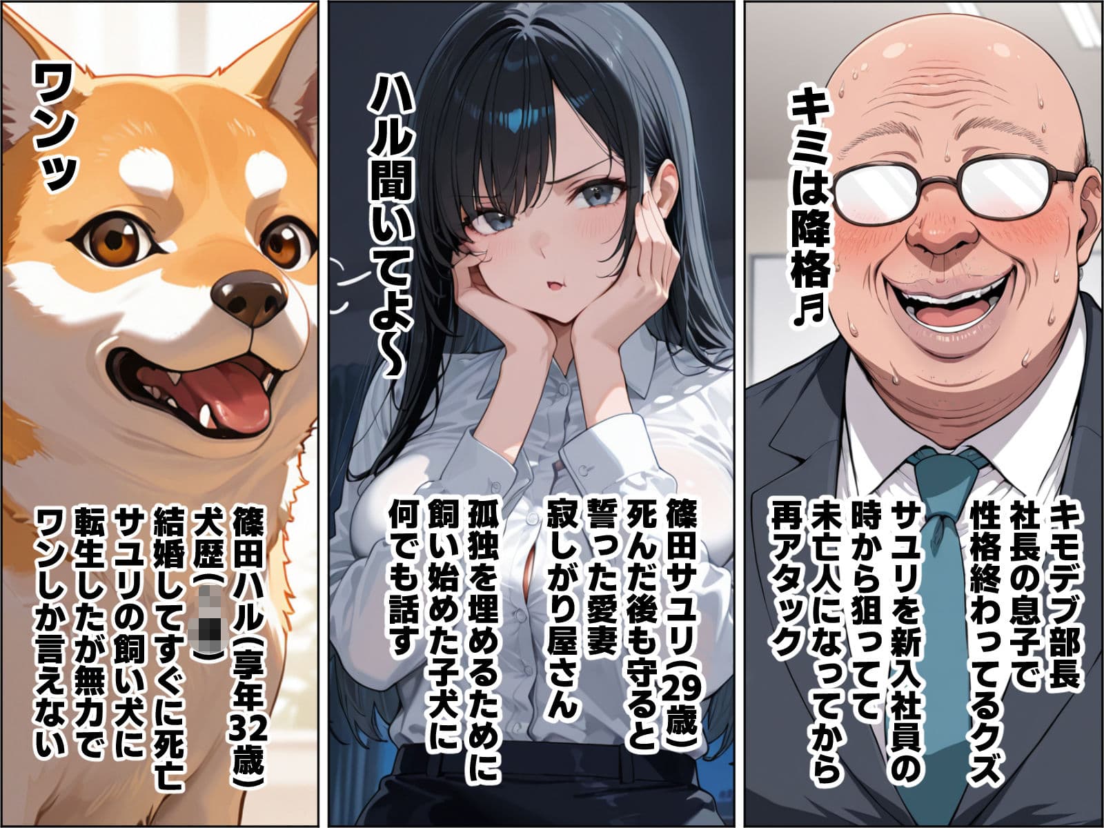 犬に転生した俺が愛妻に大嫌いな上司との寝取られ報告される話 サンプル 1