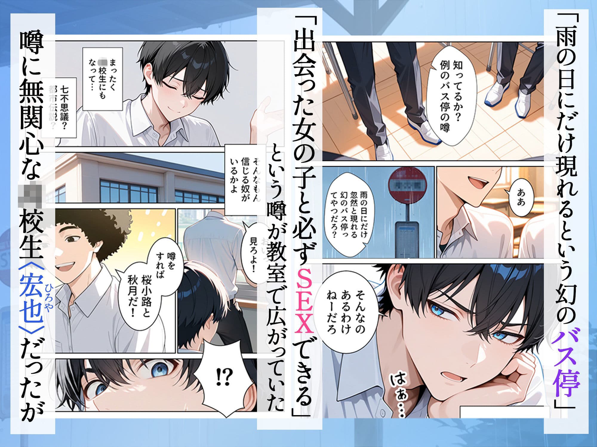 雨宿りのバス停で学園美女と濡れ透けSEXした話 サンプル 1