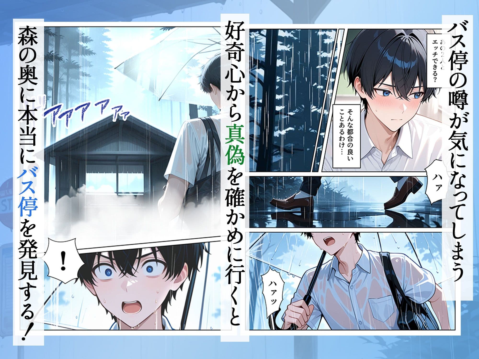 雨宿りのバス停で学園美女と濡れ透けSEXした話 サンプル 3