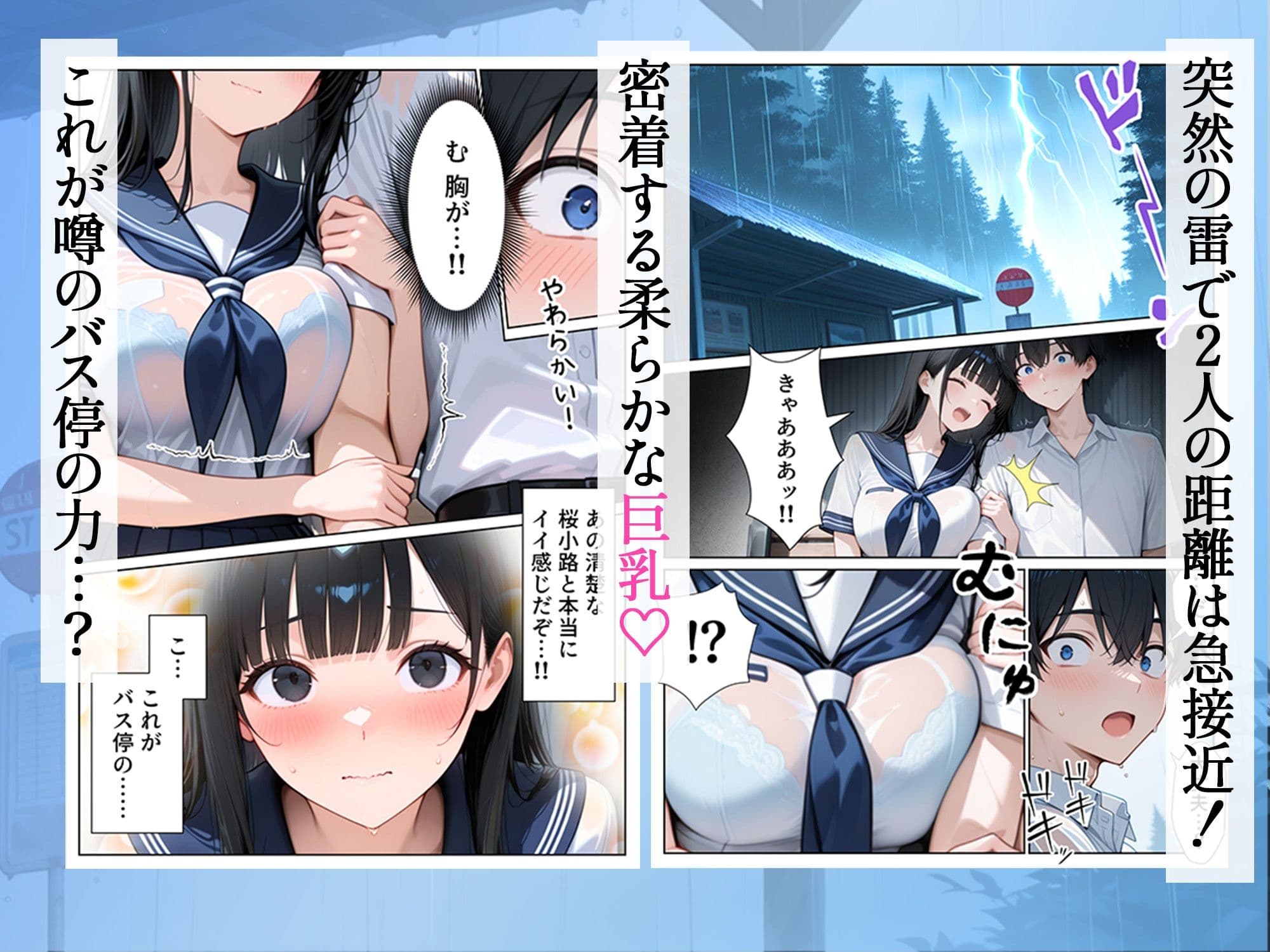 雨宿りのバス停で学園美女と濡れ透けSEXした話 サンプル 5