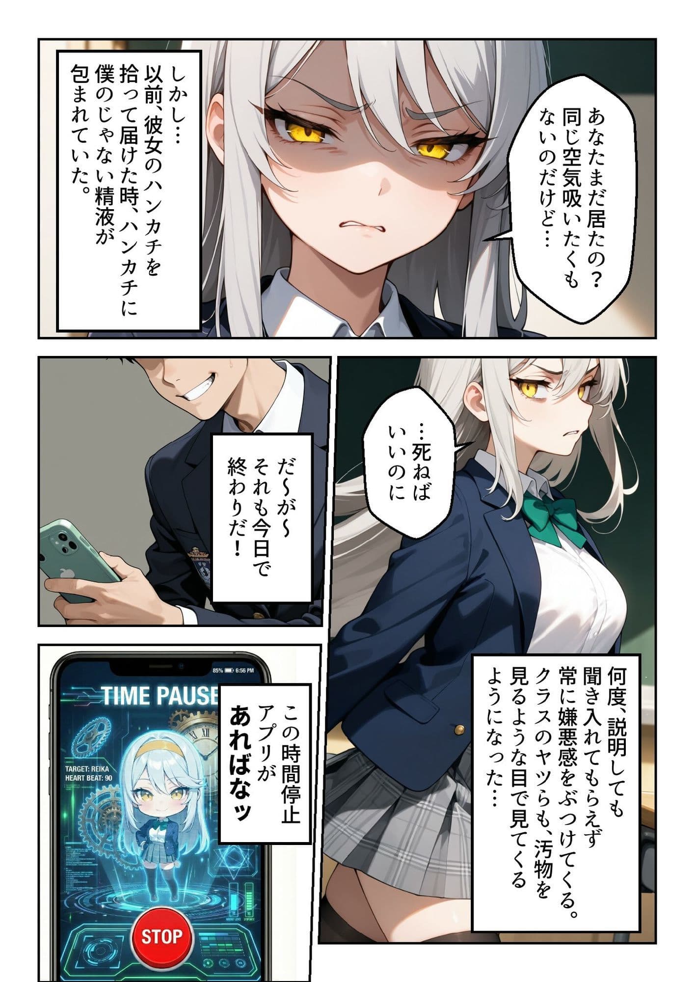 時間停止「汚物を見る目」で俺を蔑んだ生徒会長を10分間限定で性処理オナホに。 サンプル 2