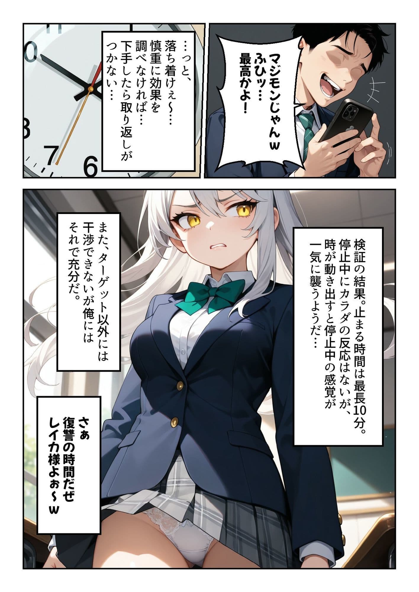 時間停止「汚物を見る目」で俺を蔑んだ生徒会長を10分間限定で性処理オナホに。 サンプル 3