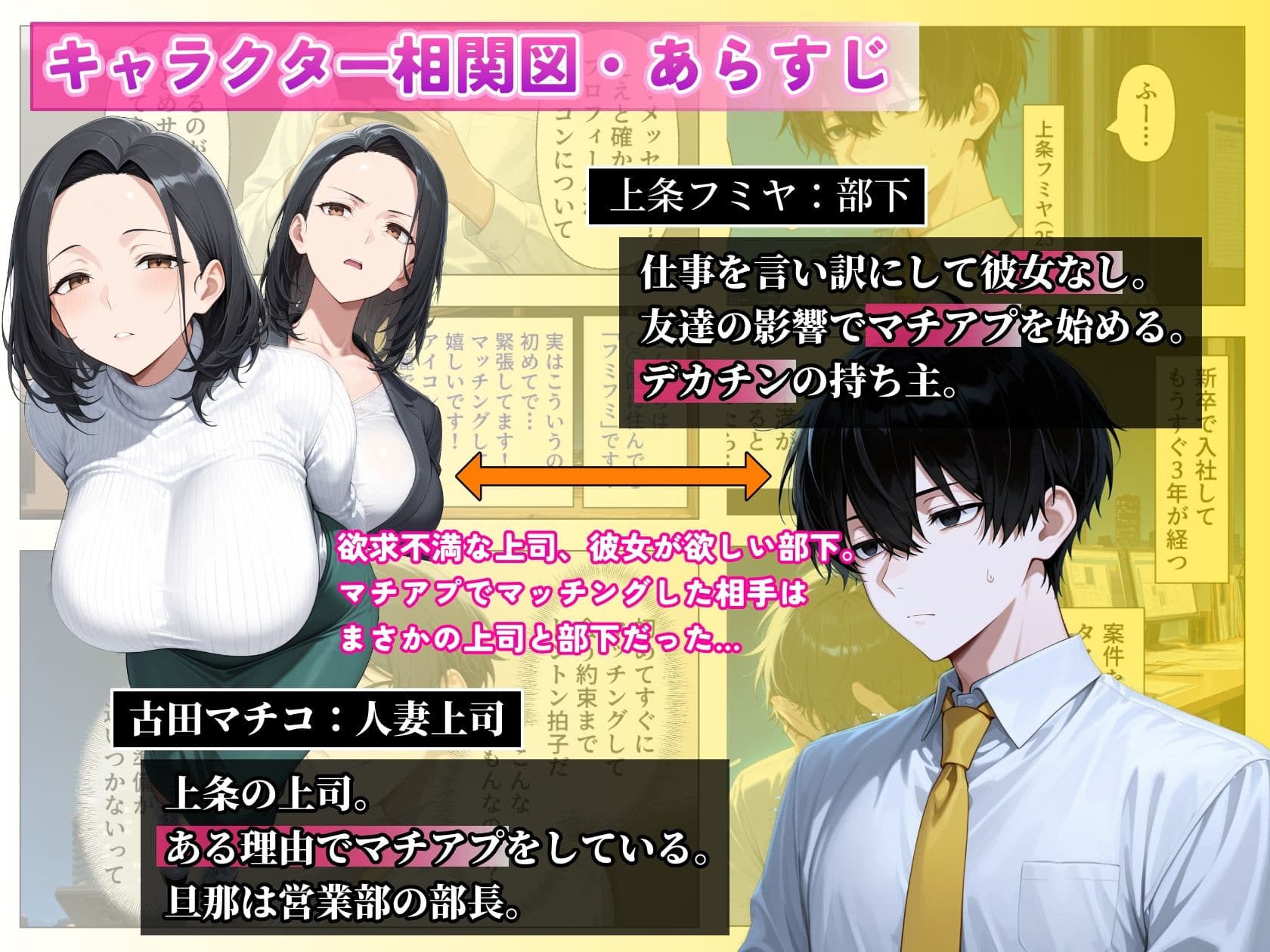 マチアプで出会った人妻は欲求不満な上司だった。デカチン精液まみれで寝とった（NTR）話 サンプル 1