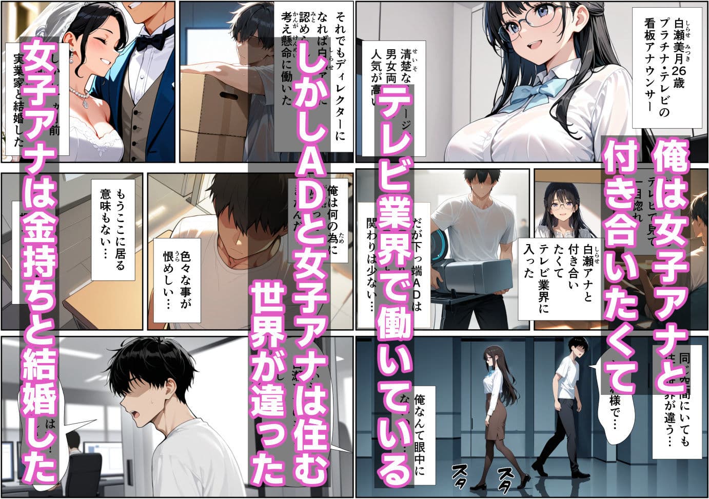 局内トップ人妻女子アナが俺の上で腰振りハーレム 〜雑用ADが3人を楽チン肉便器化〜 サンプル 3