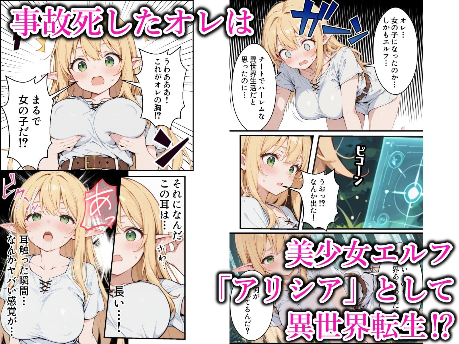 社畜のオレが転生チート『精液吸収成長』でレベル999の淫乱TSエルフ娼婦になる物語 サンプル 1