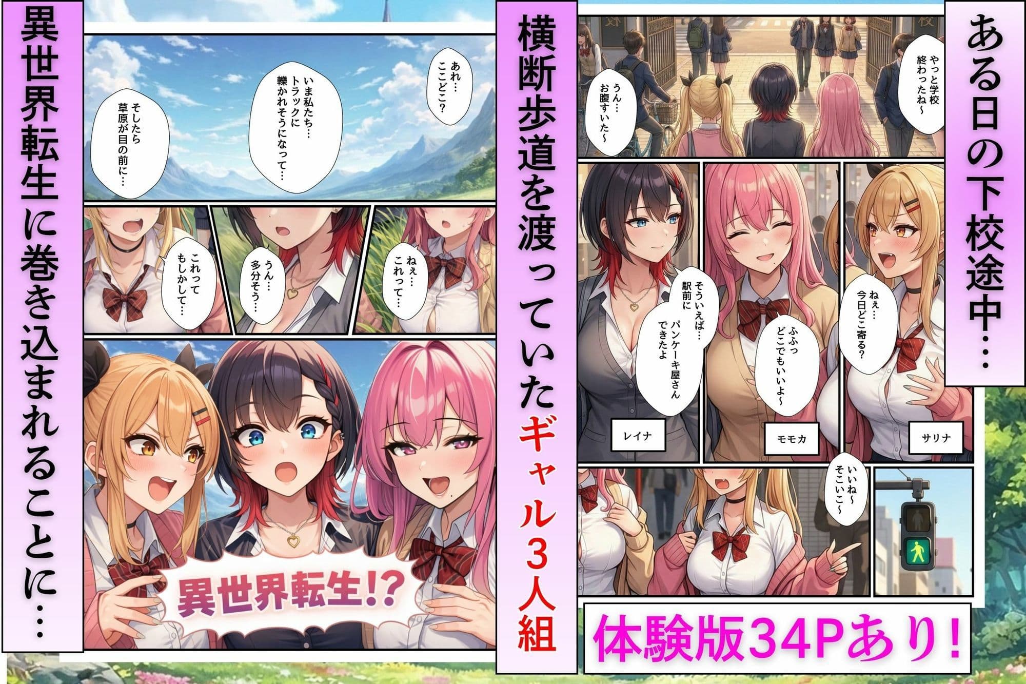 異世界転生に巻き込まれた一軍ギャル3人組が冒険者の性処理係にされて毎日エッチさせられちゃう話 サンプル 1