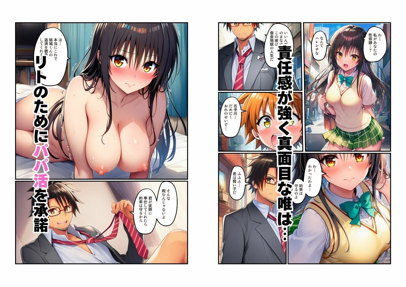 【NTR】とらぶる美女が（唯・春菜・モモ）パパ活でリトの借金返済 サンプル 3