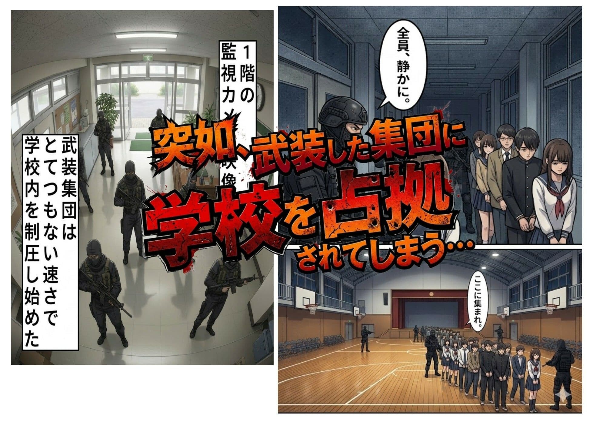 占拠された学校〜武装集団に指示されながらエロい事をしまくる〜 サンプル 1